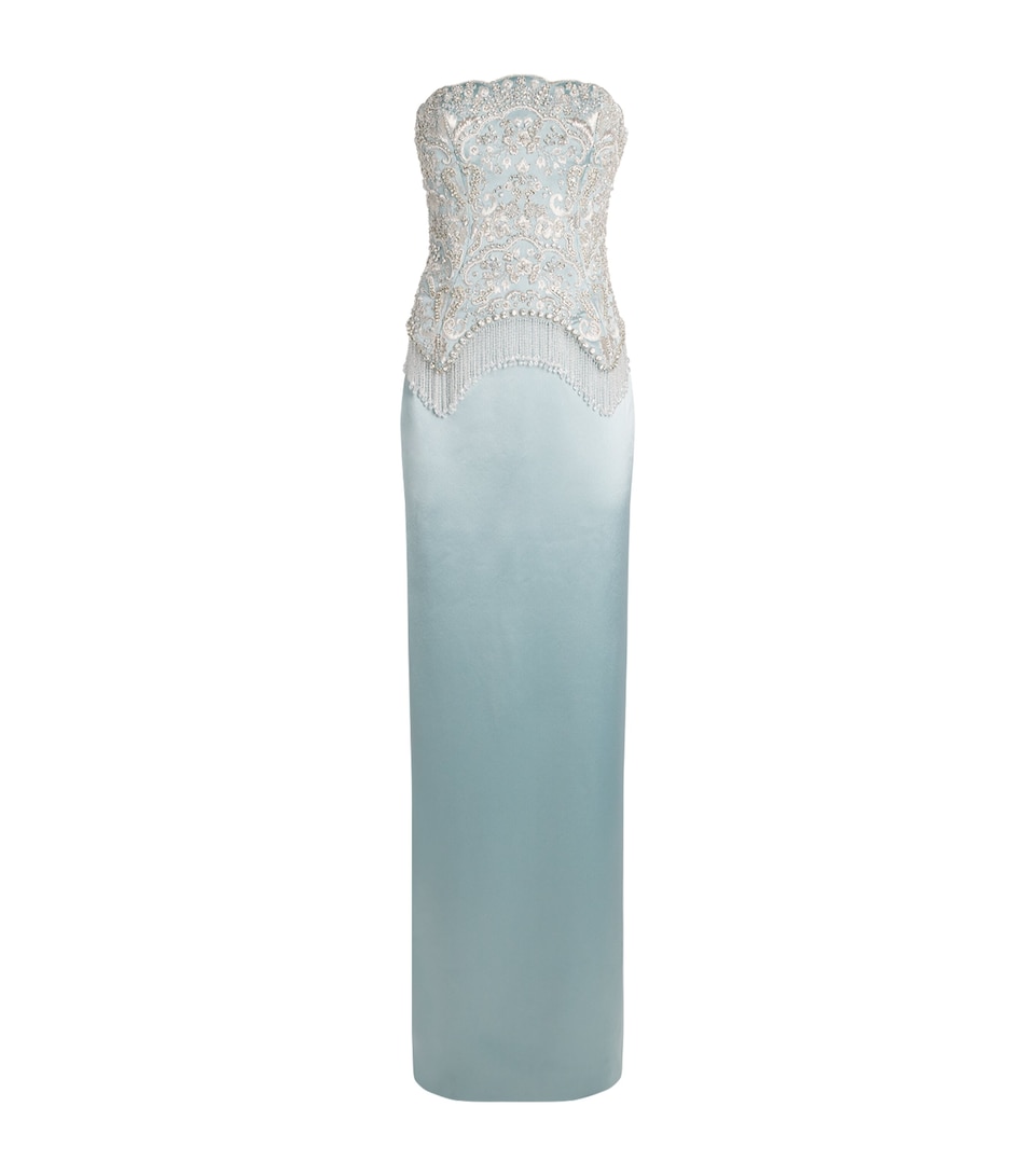 GEORGES HOBEIKA Womens Embellished Strapless Gown Tpg Hze Blue