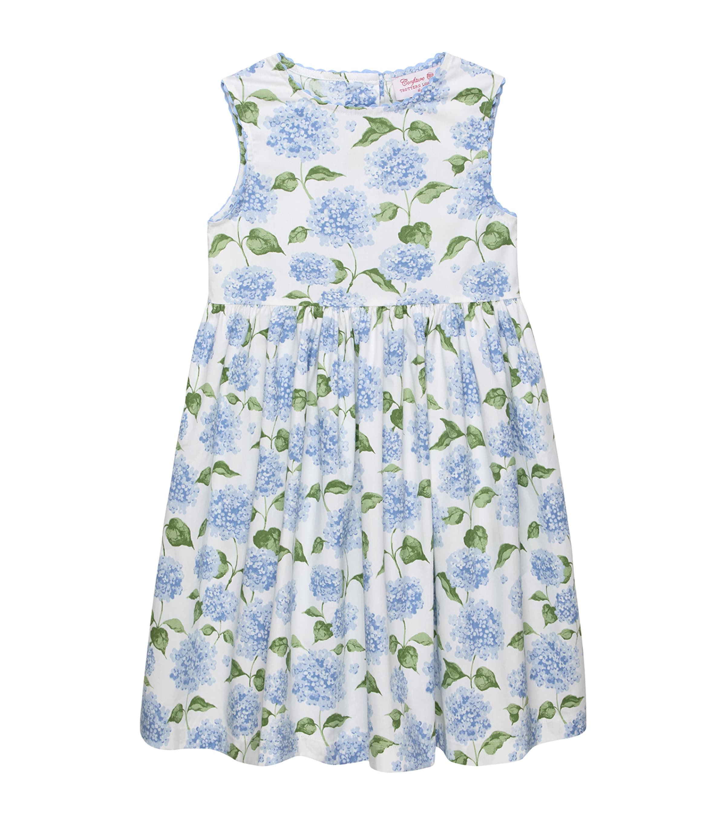 Trotters Cotton Floral Adelina Dress (2-11 Years) Pale Blue Hydrangea