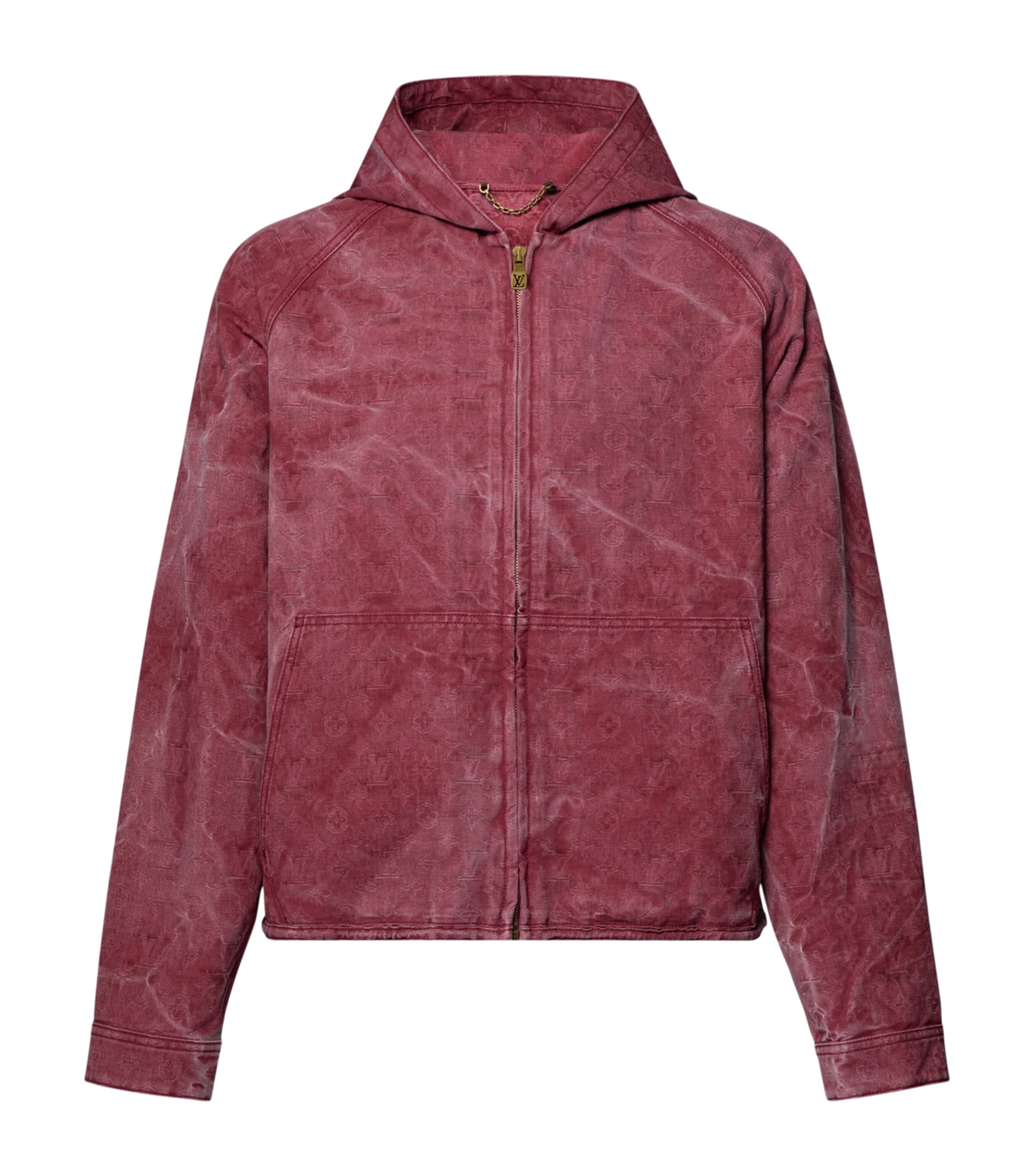 LOUIS VUITTON Mens Denim Monogram Hooded Jacket Fired Brick
