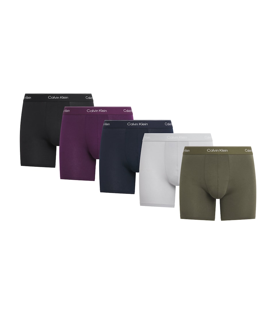 Calvin Klein Mens Stretch-Cotton Icon Boxer Briefs (Pack of 5) Black/harbor Mi