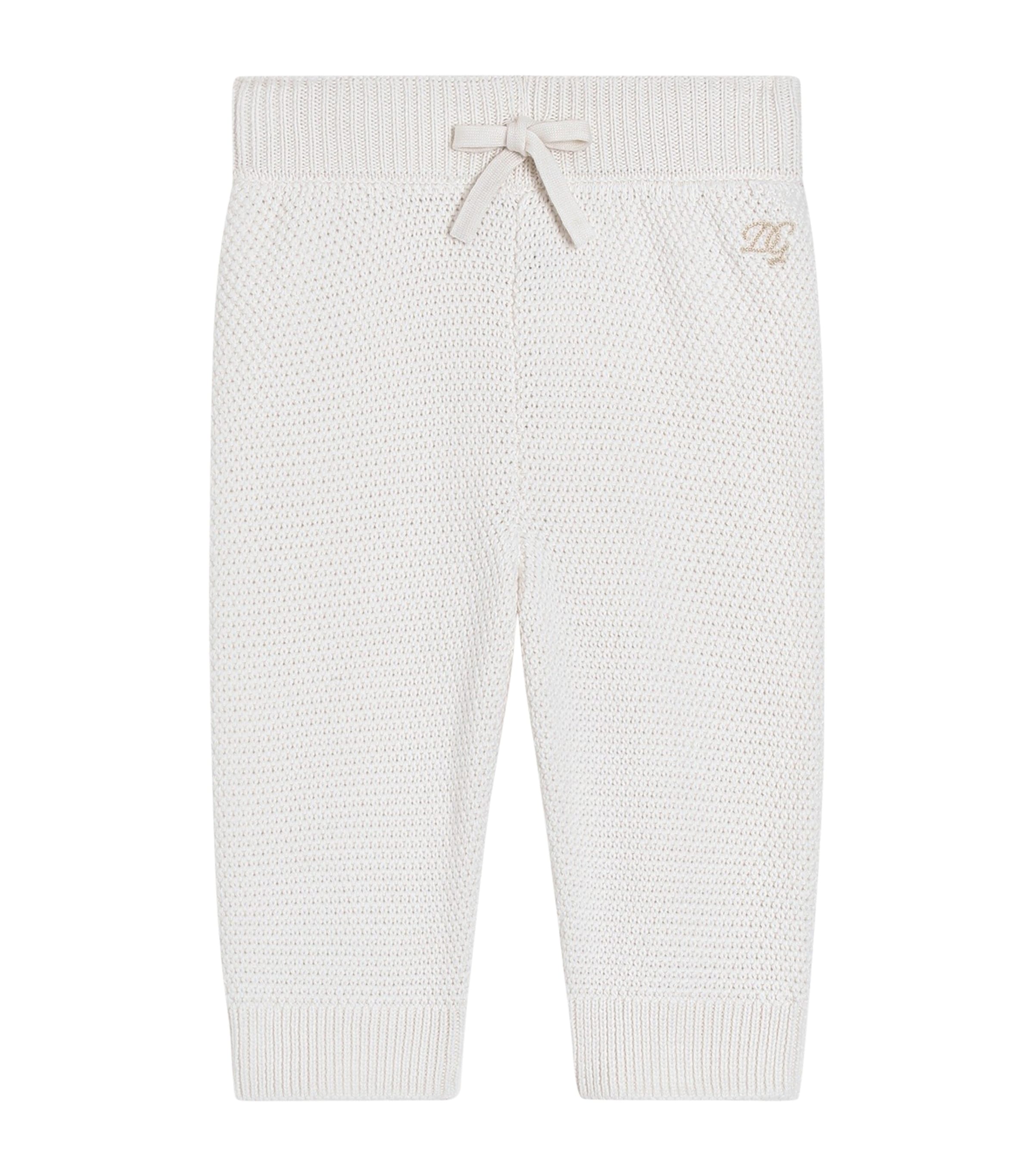 Dolce&Gabbana Kids Cotton-Cashmere Bow Trousers (3-30 Months) Natural White