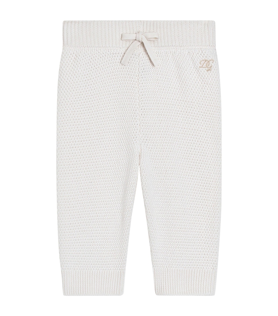 Dolce&Gabbana Kids Cotton-Cashmere Bow Trousers (3-30 Months) Natural White