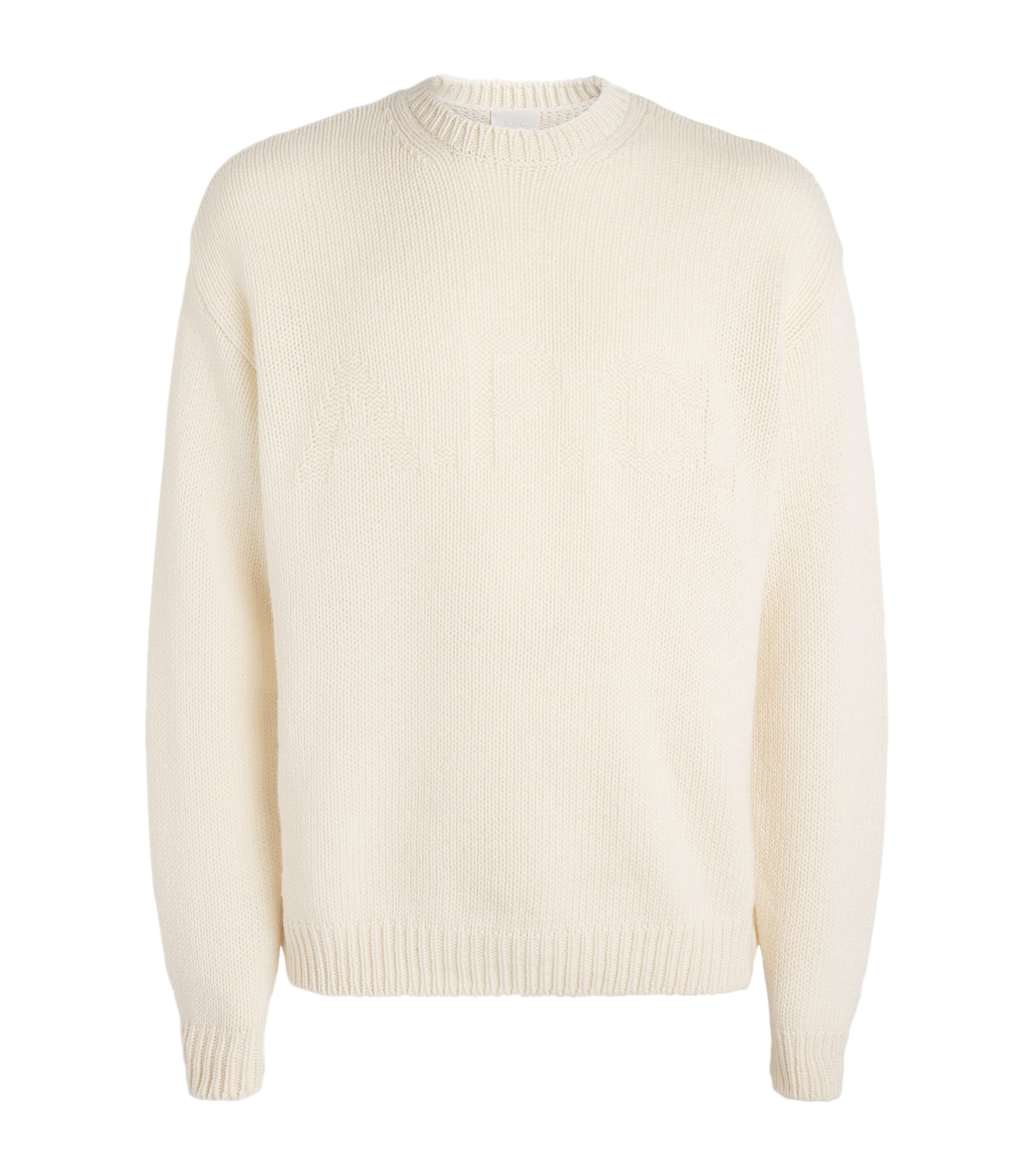 A.P.C. Mens Wool Logo George Sweater Aad Ecru