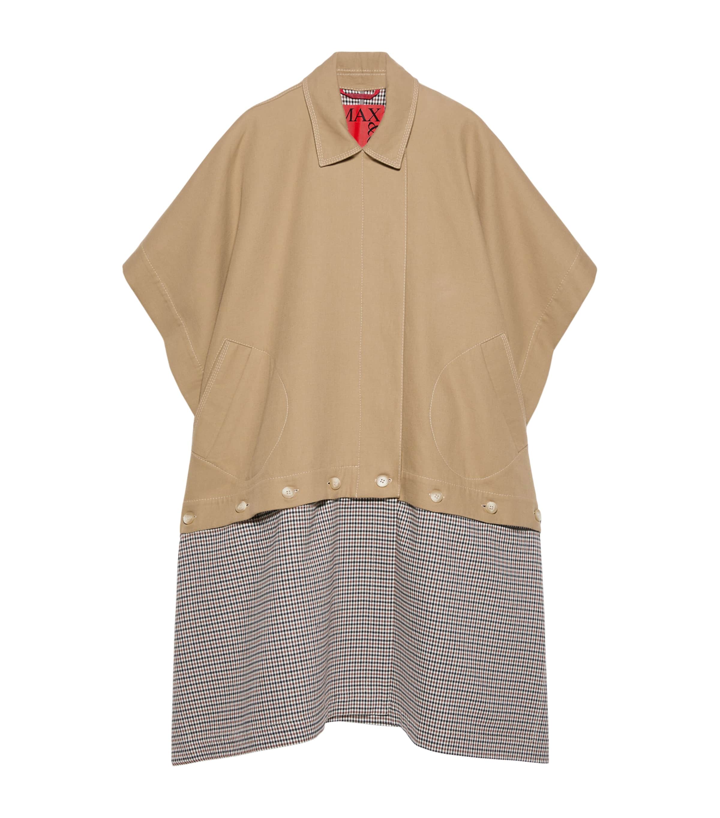 MAX&Co. Womens Contrast-Panel Raincoat Camel