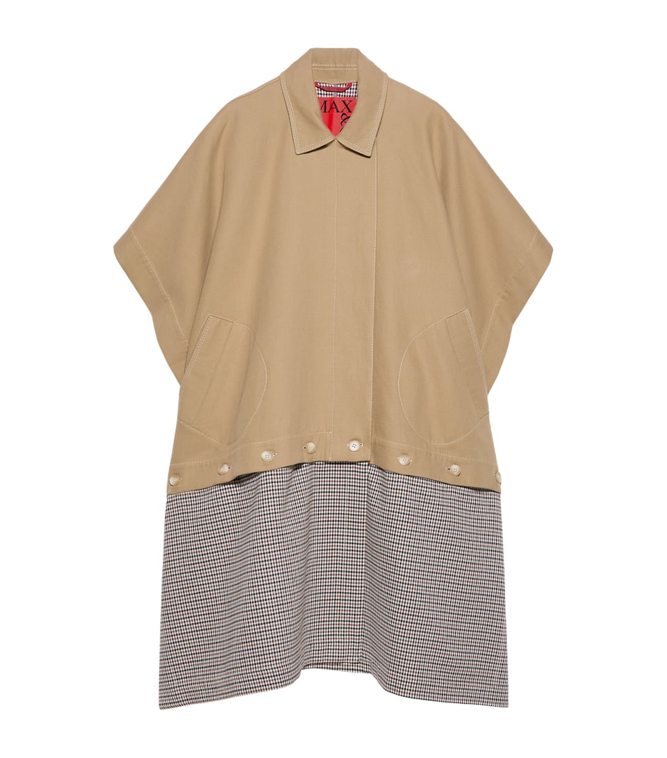 MAX&Co. Womens Contrast-Panel Raincoat Camel