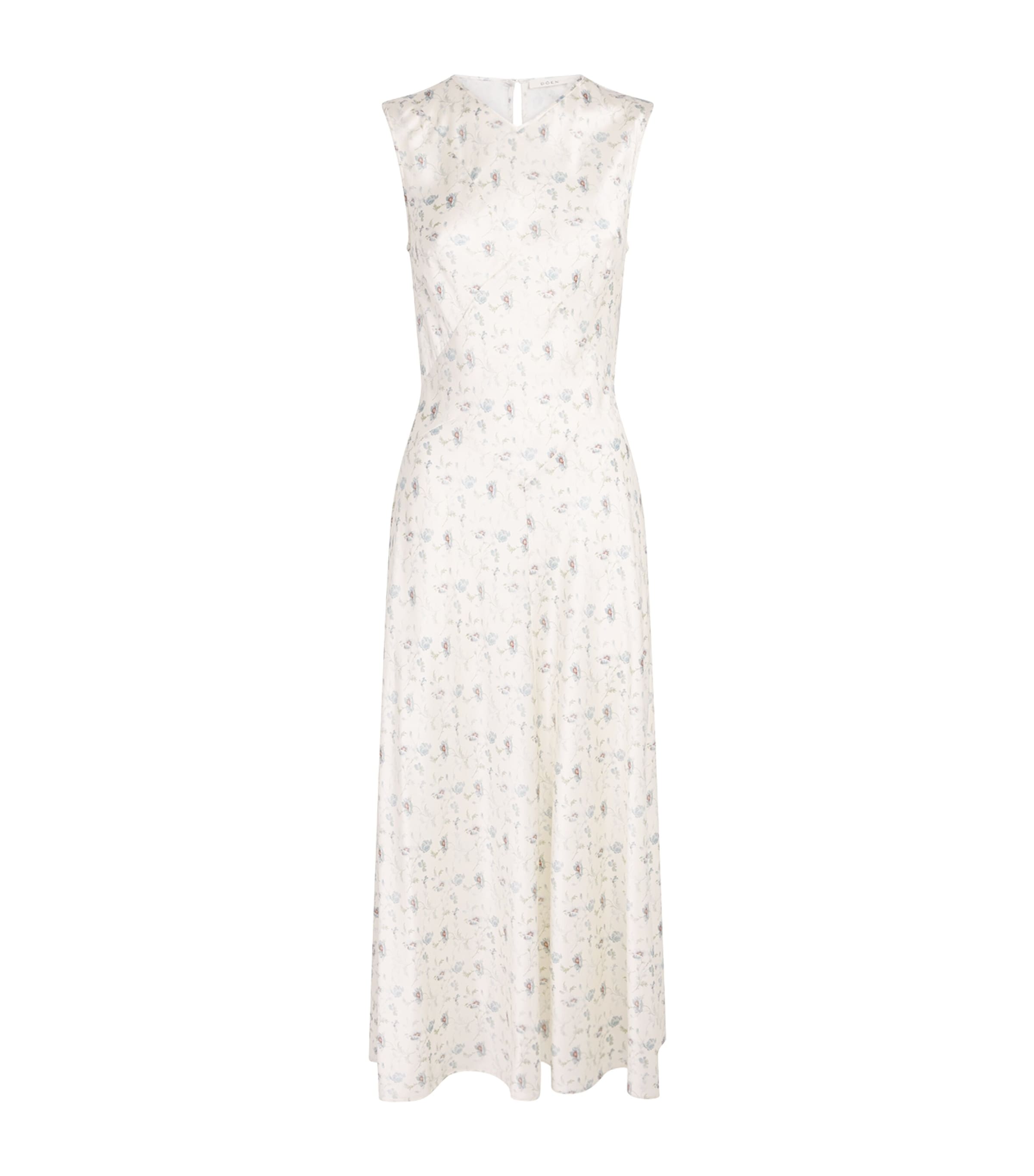 DÔEN Womens Silk Adelana Midi Dress Camellia Bloom