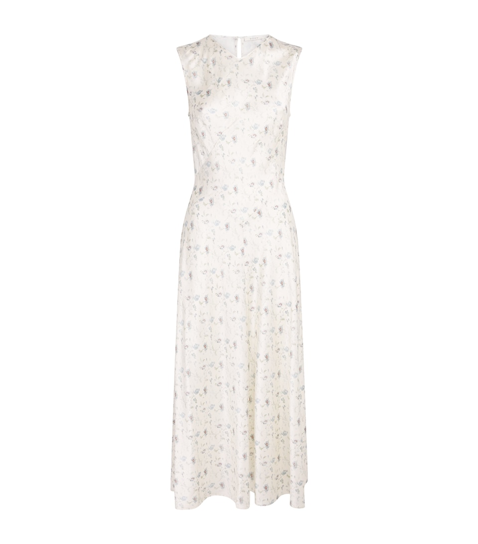 DÔEN Womens Silk Adelana Midi Dress Camellia Bloom