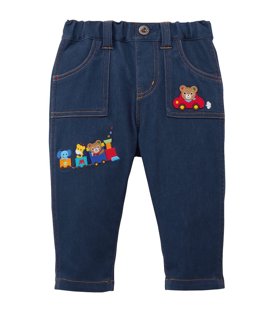 Miki House Teddy Bear Appliqué Jeans (2-5 Years)