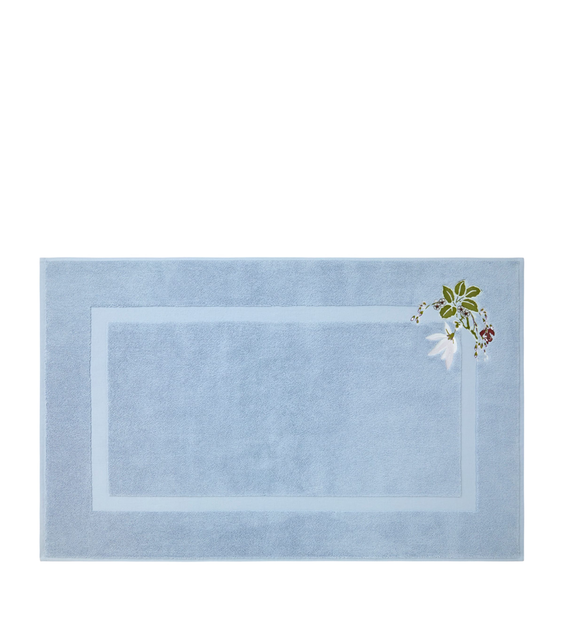 Yves Delorme Organic Cotton Rameau Bath Mat (55cm x 90cm) Blue