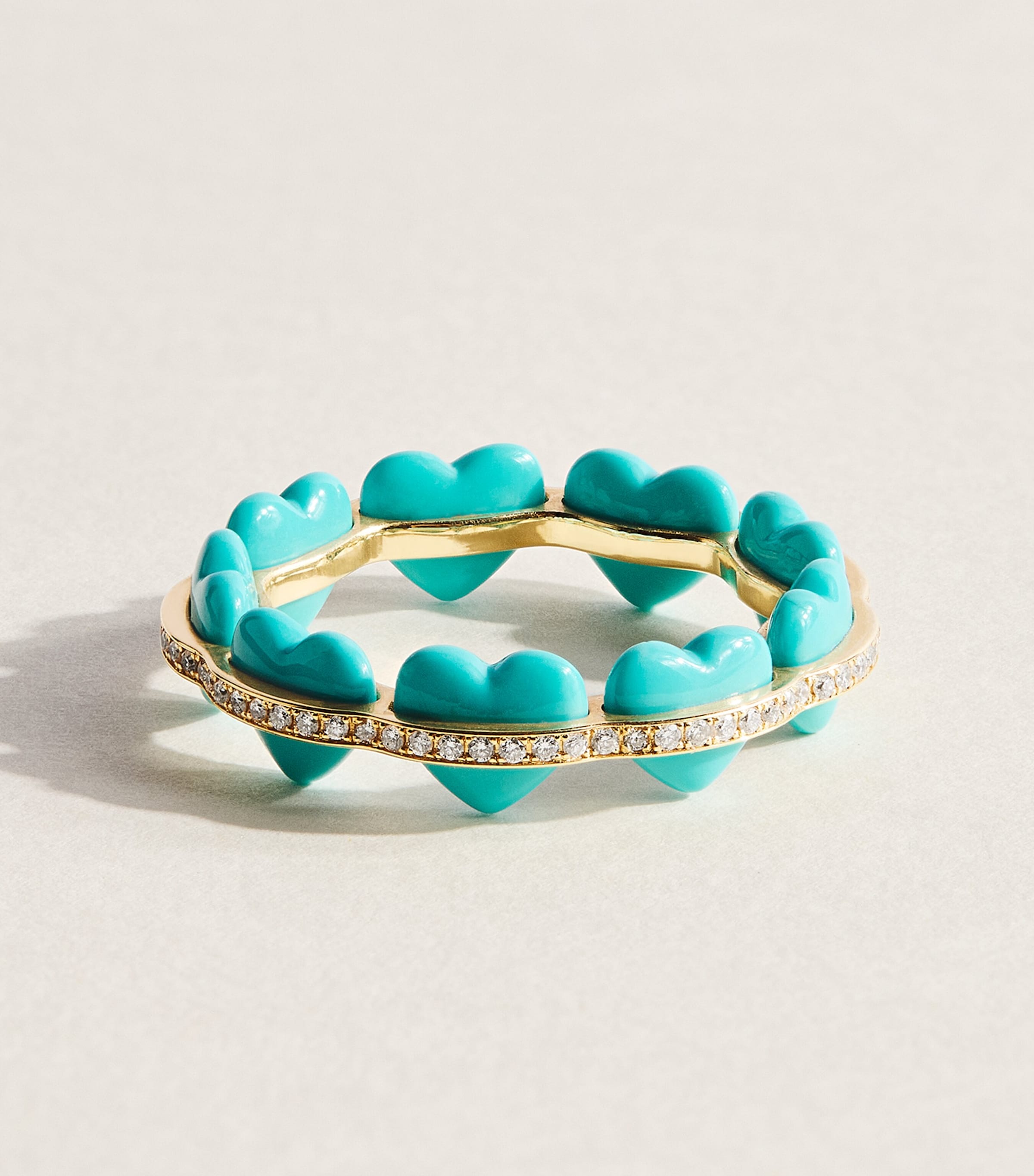 L'ATELIER NAWBAR Yellow Gold and Diamond Atoms Heart Ring Yellow Gold