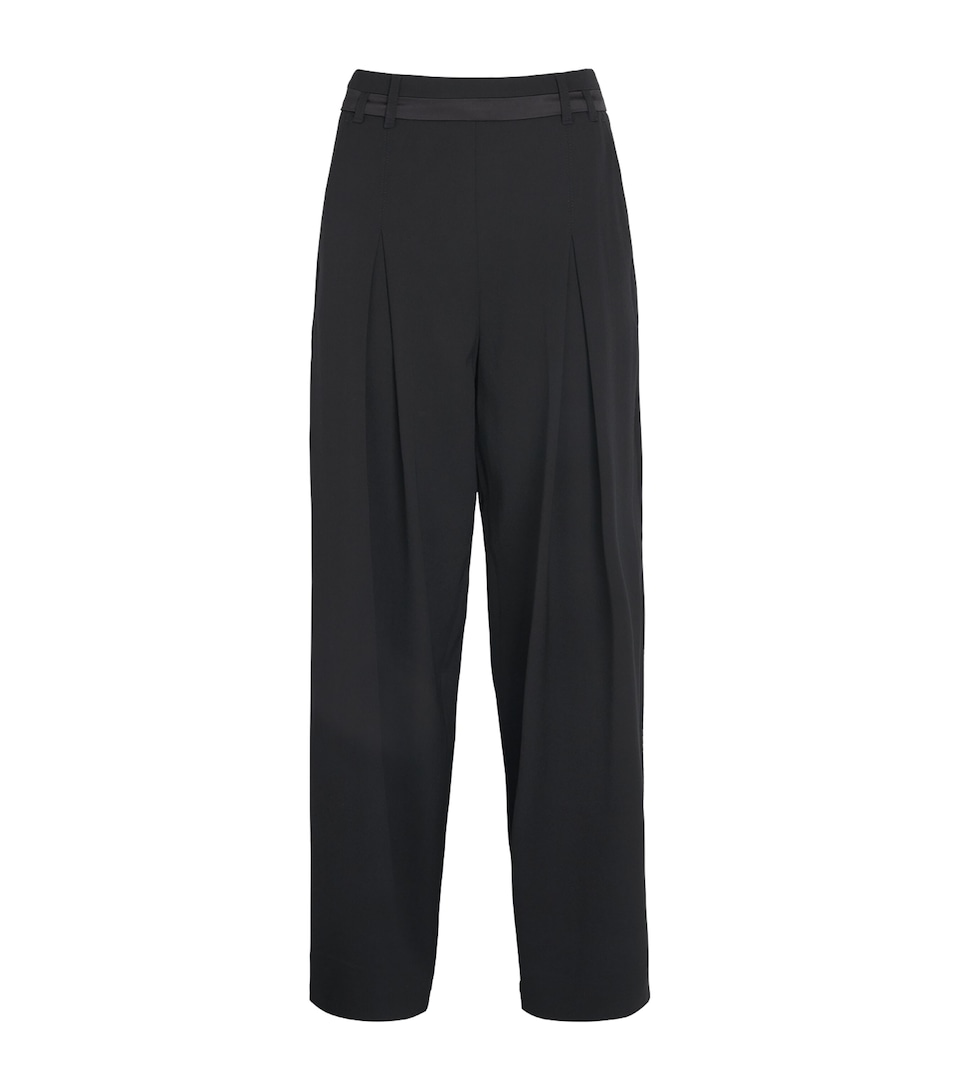 ME+EM Womens Wool-Blend Exaggerated Taper Tux Trousers Black