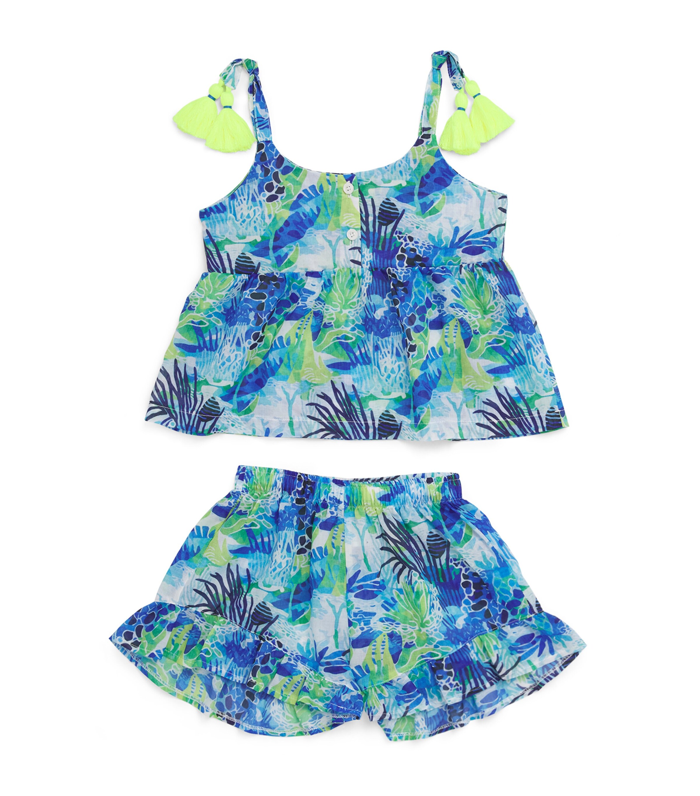 Aquatic Print Top And Shorts Set (2-12 Years)
