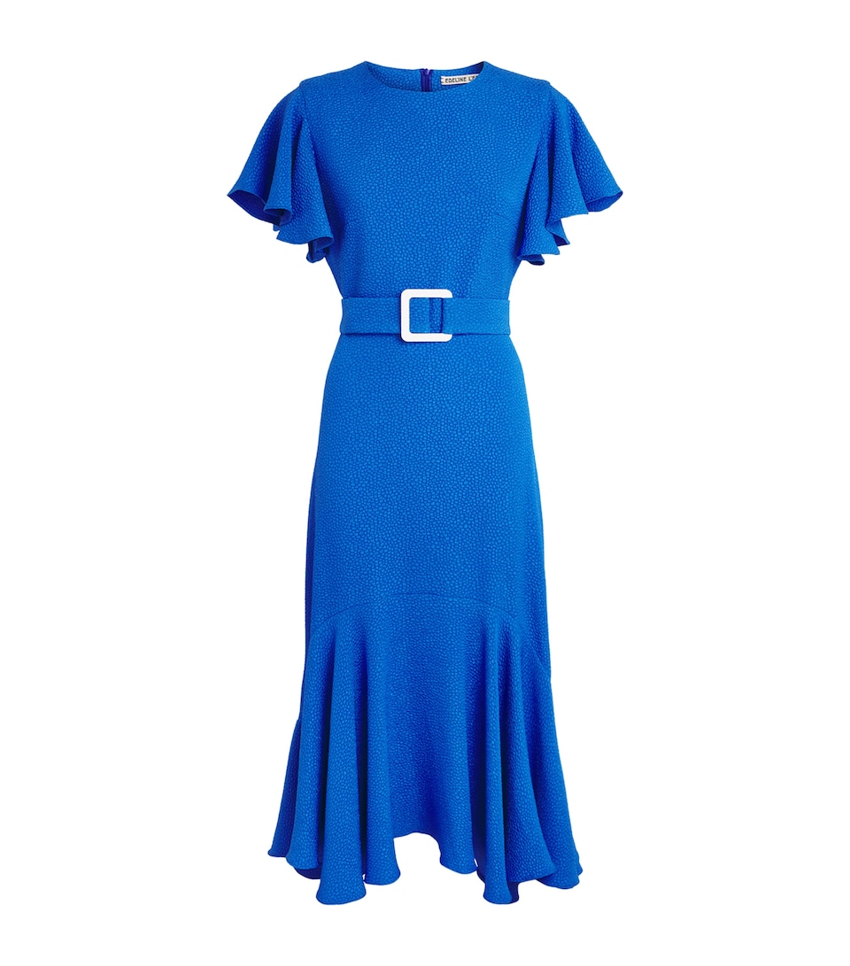 Edeline Lee Womens Jacquard Dada Midi Dress Royal Blue