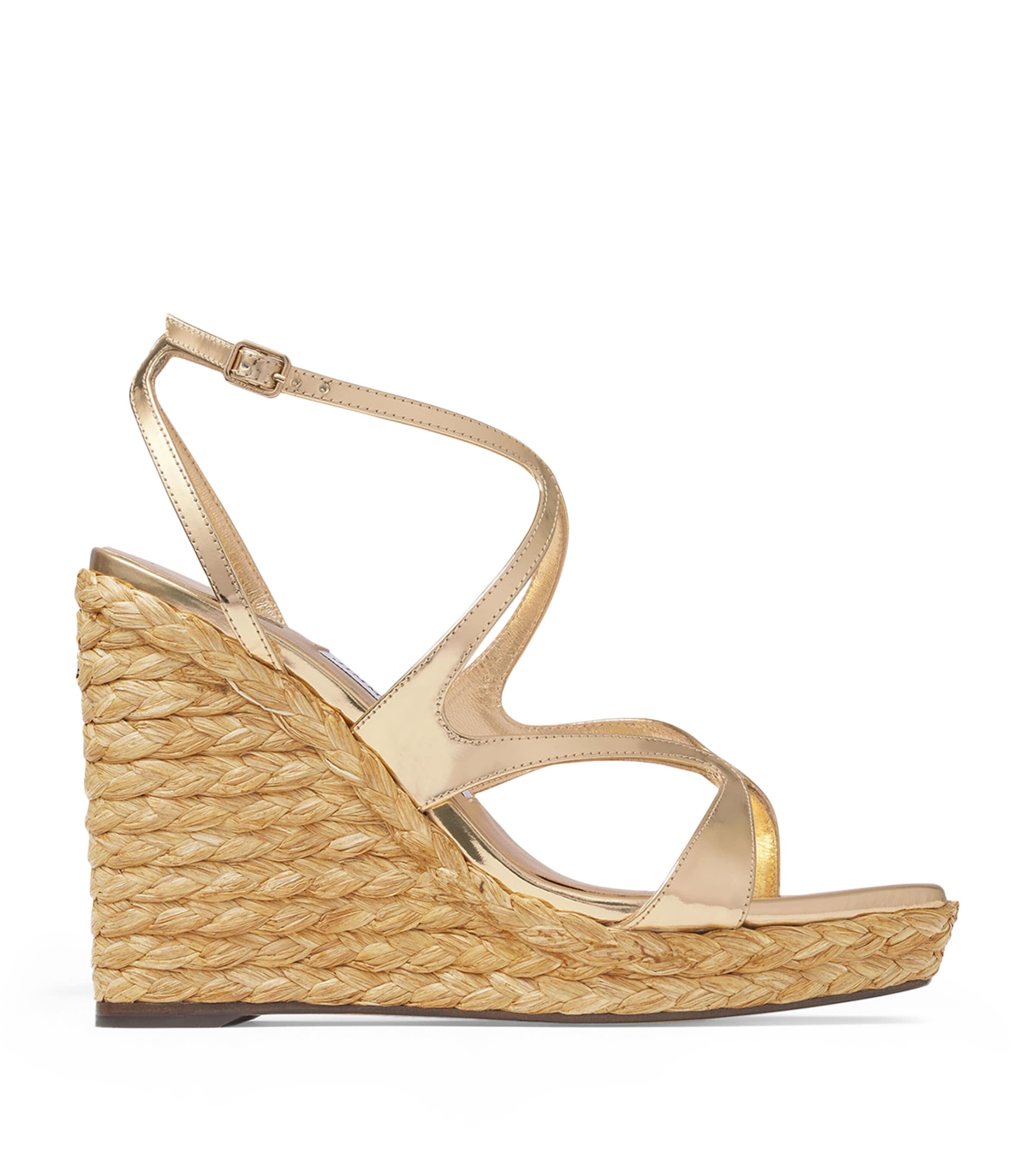Jimmy Choo Ayla 110 Wedge Sandals Gold