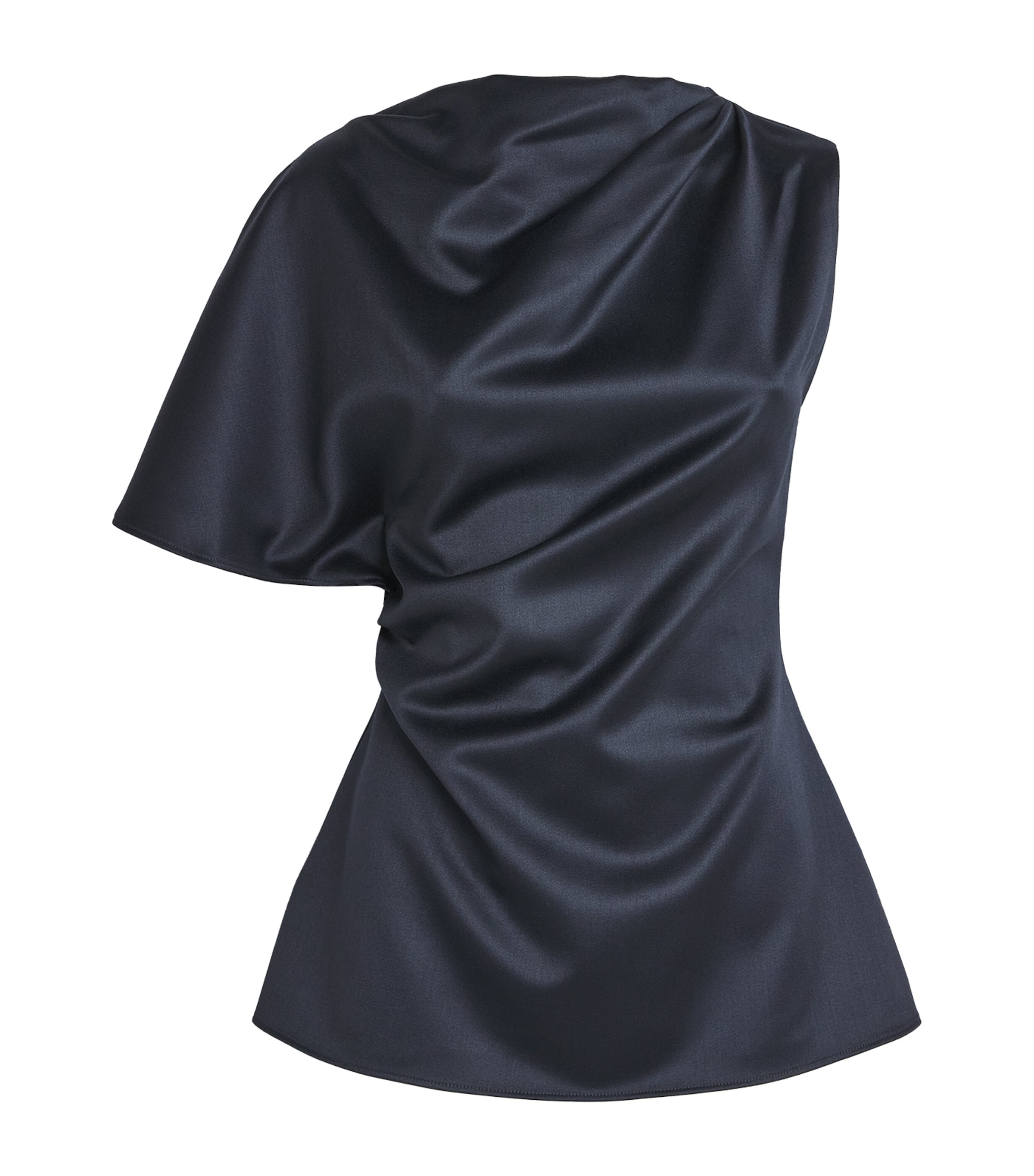 Roksanda Womens Satin Nomi One-Shoulder Blouse Navy