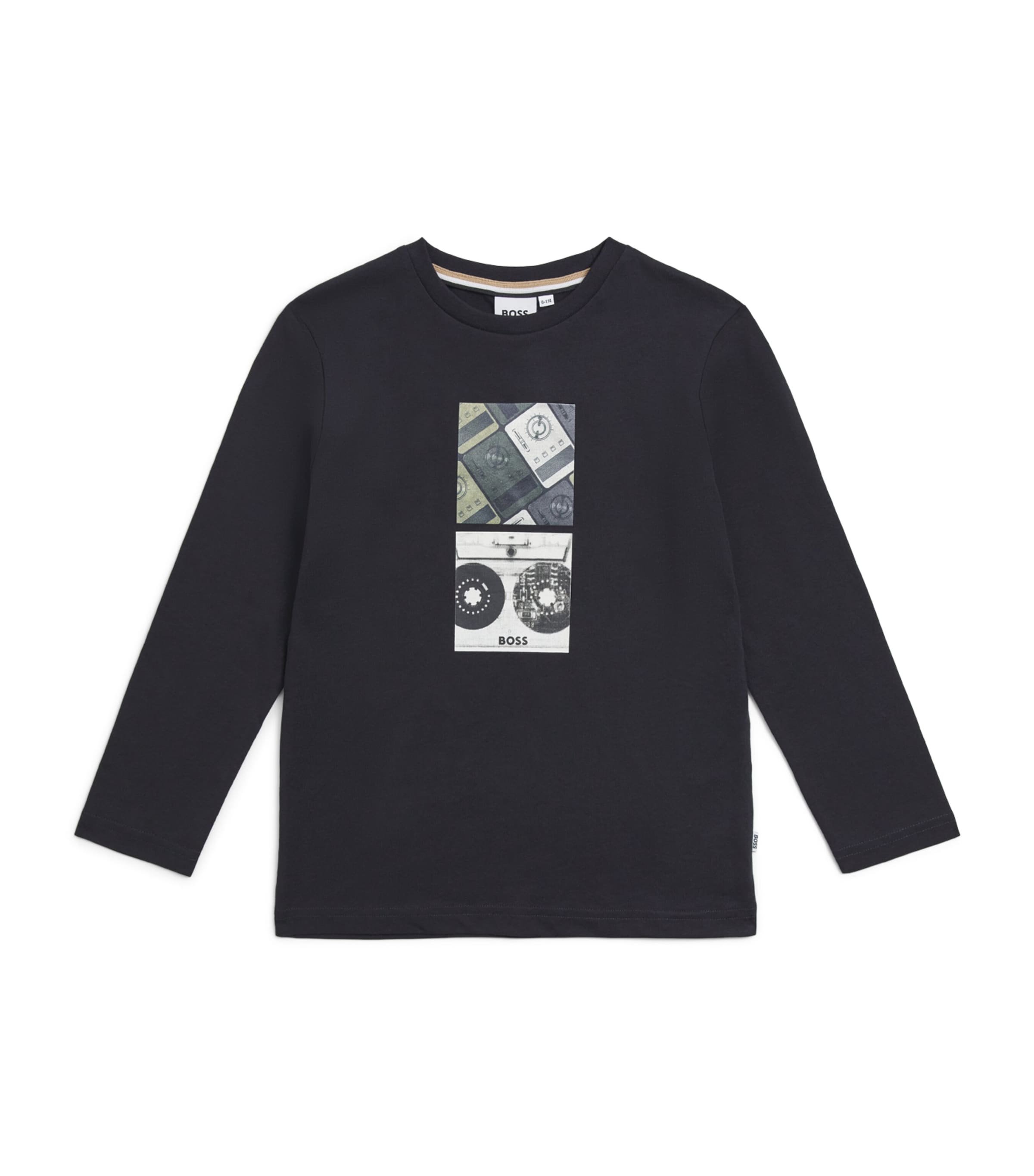 BOSS Kidswear Cotton Graphic Logo Long-Sleeve T-Shirt (4-16 Years) Black