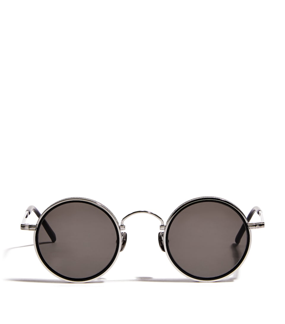 Matsuda M3100 Round Sunglasses Pldm Wht Mat Blk Gry