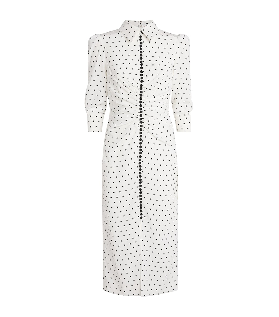 Carolina Herrera Womens Silk Polka Dot Midi Dress Ivory Multi