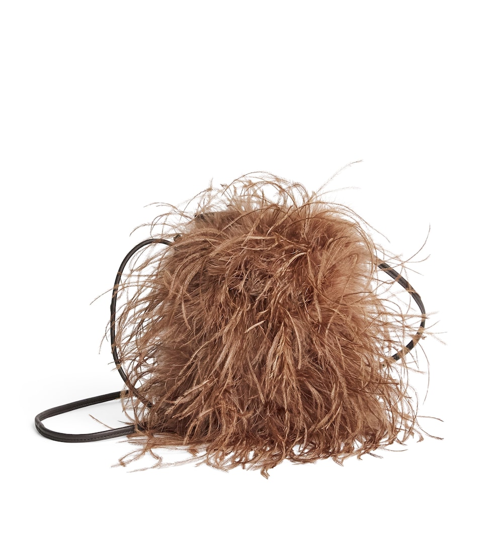 Yves Salomon Leather-Ostrich Feather Cross-Body Bag