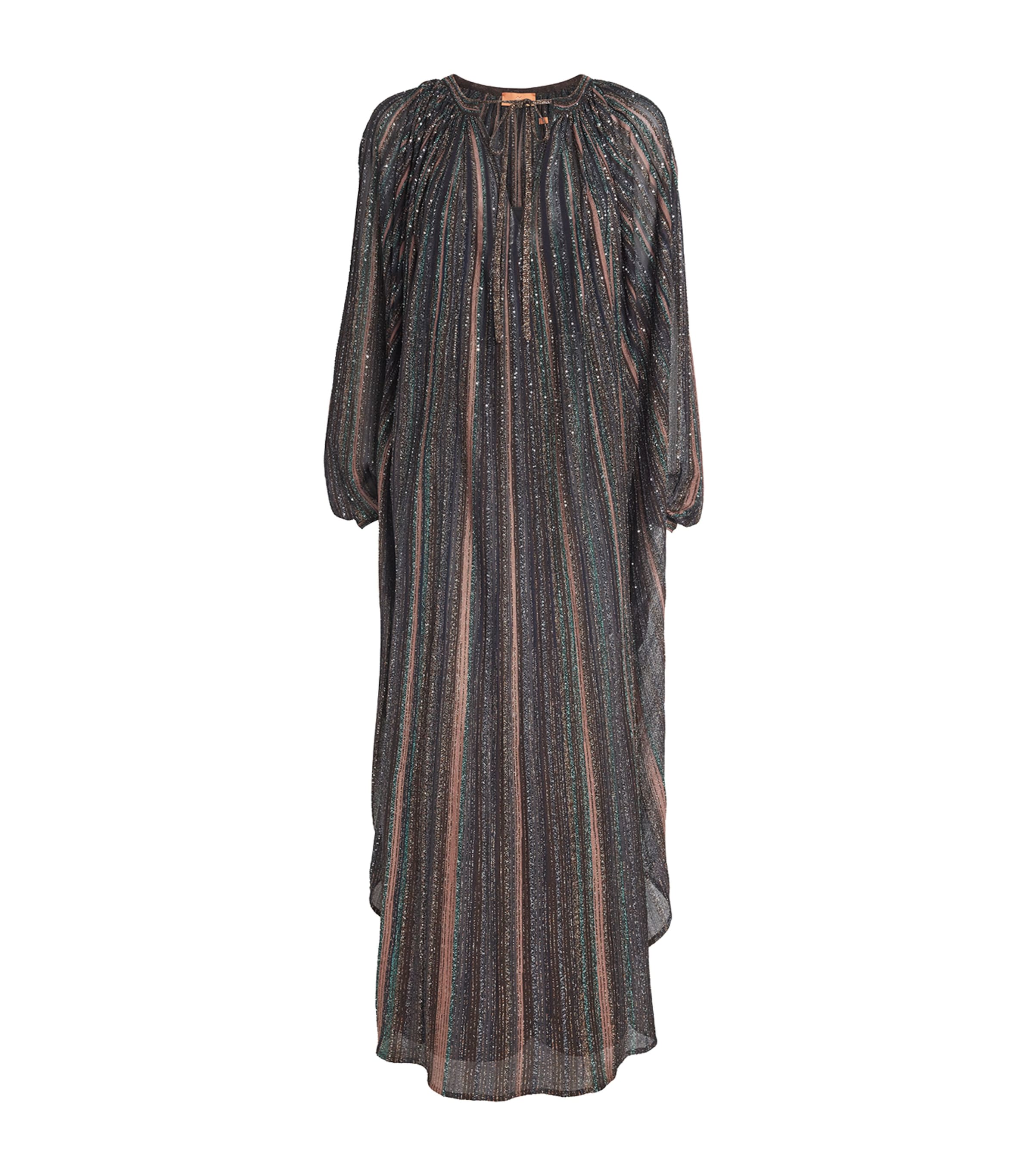 Sequin-Embellished Stripe Maxi Dress