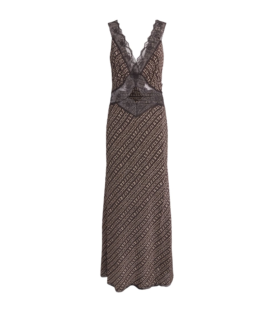 SIR. Womens Satin-Lace Astrid Cut-Out Maxi Dress Tisso Plum