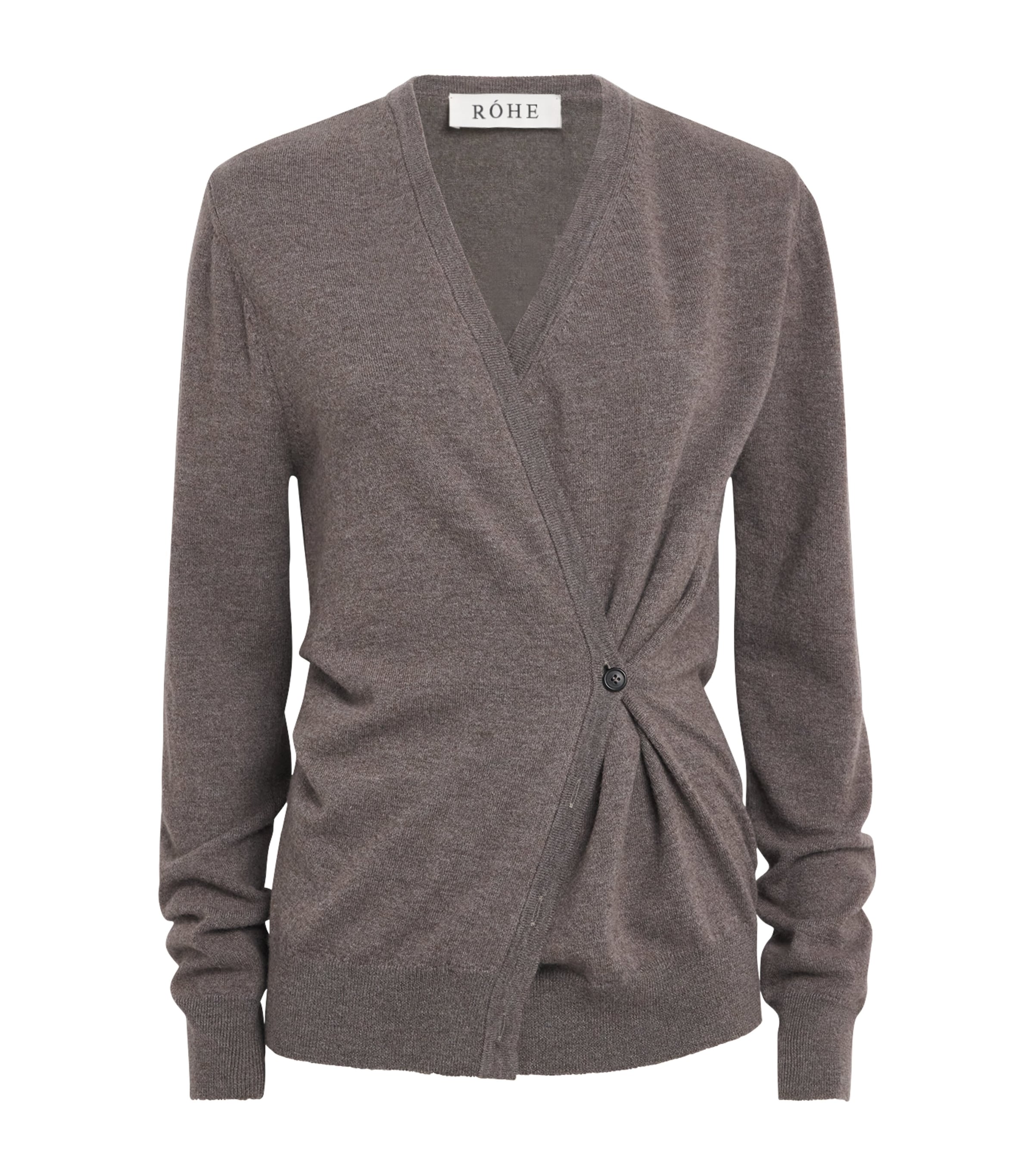 Róhe Womens Stretch-Wool Twisted Cardigan Mud