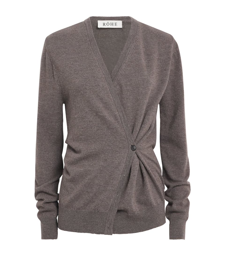 Róhe Womens Stretch-Wool Twisted Cardigan Mud