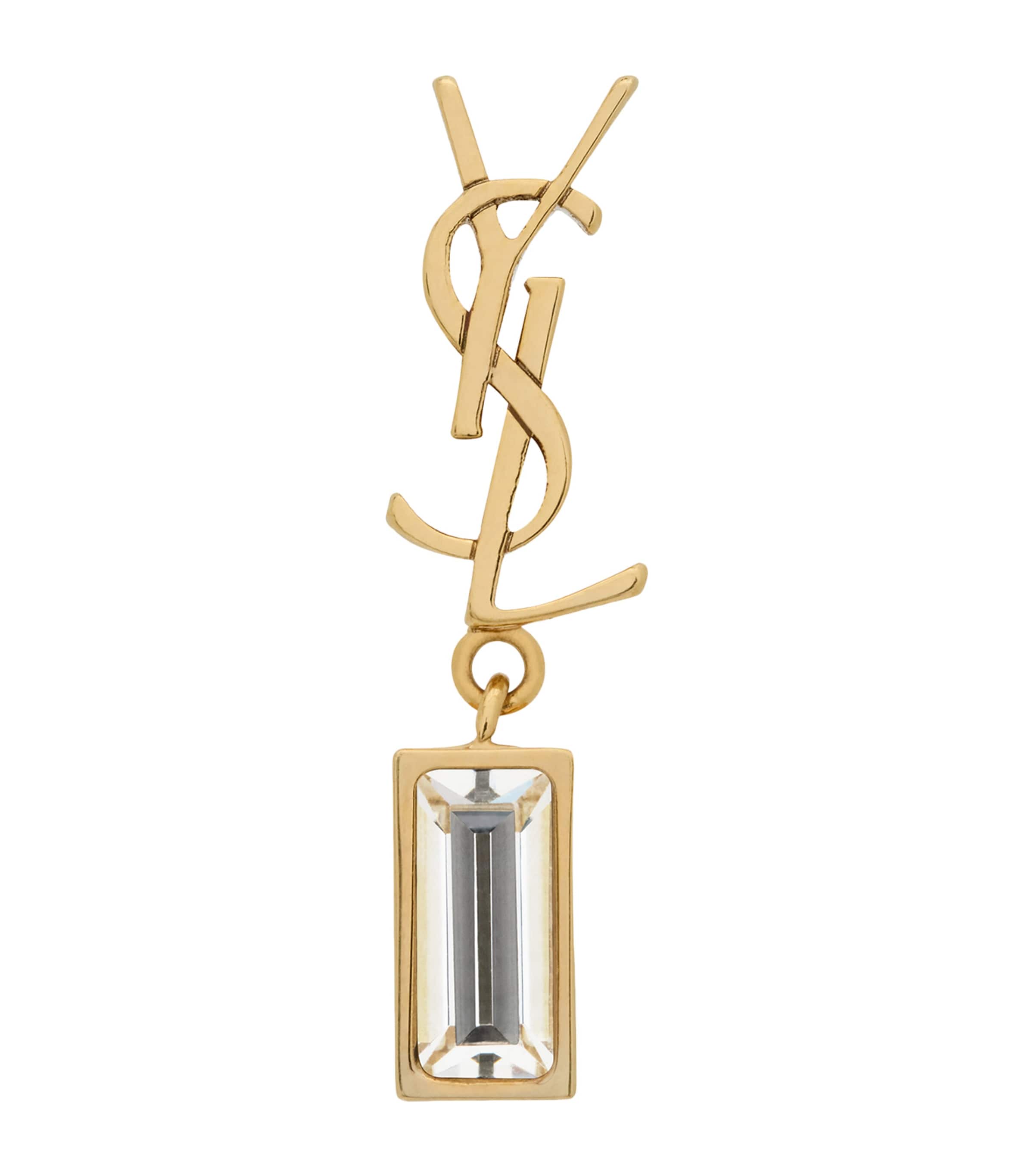 Saint Laurent Crystal-Embellished Cassandre Single Earring