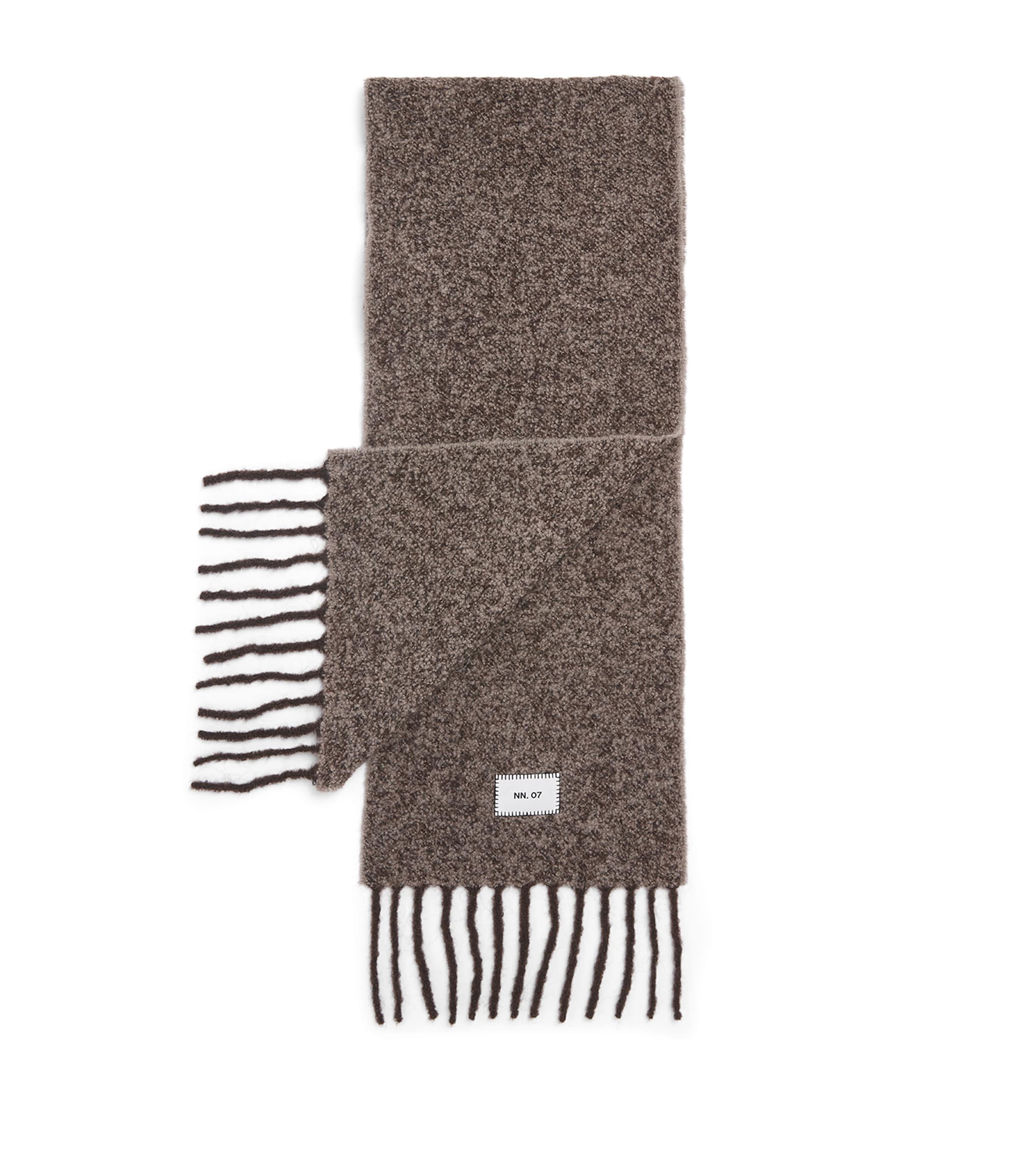 NN.07 Alpaca-Wool-Blend Fringed Scarf Deep Truffle