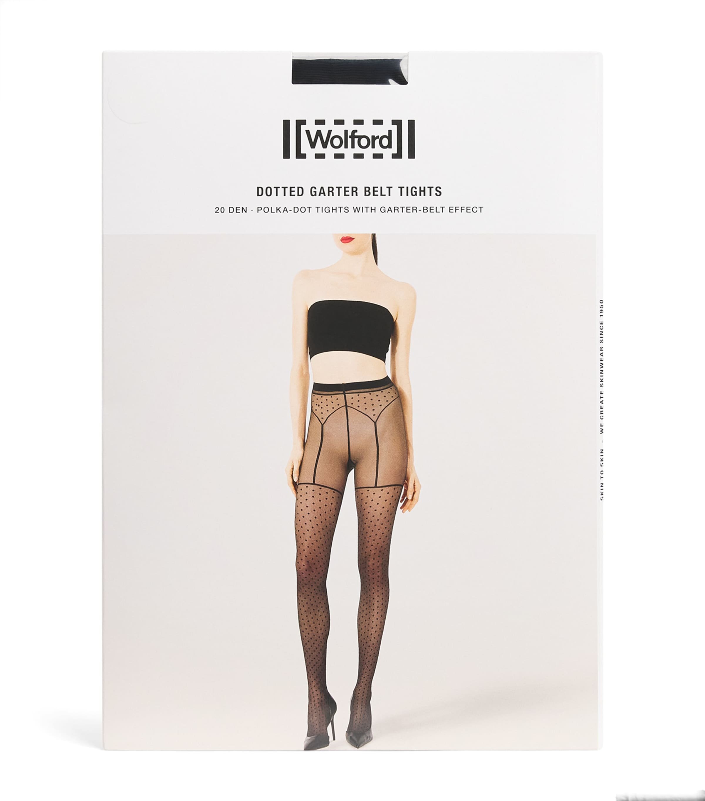 Wolford Womens Dotted Garter Belt 20 Tights Black