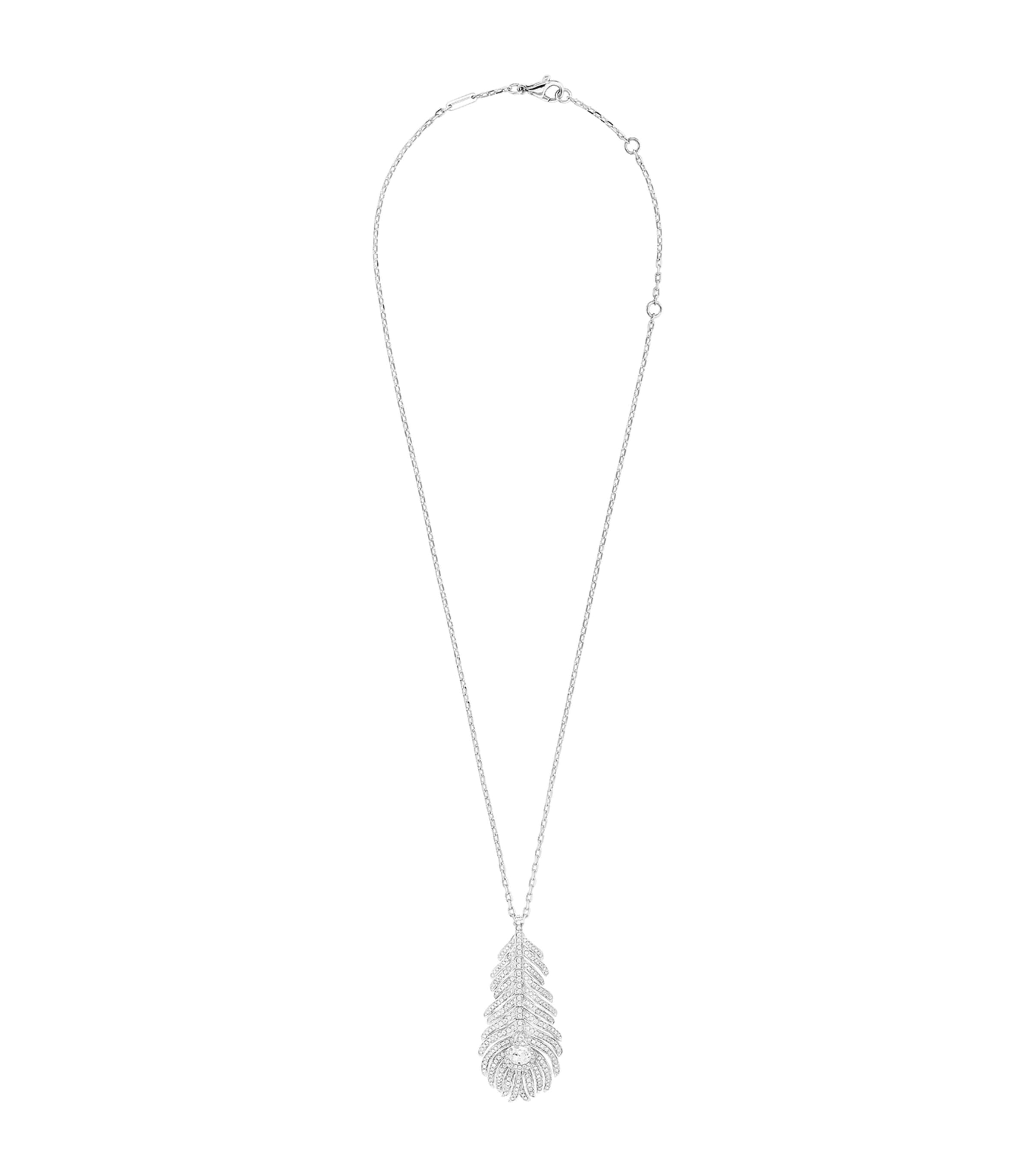 Medium White Gold and Diamond Plume de Paon Necklace