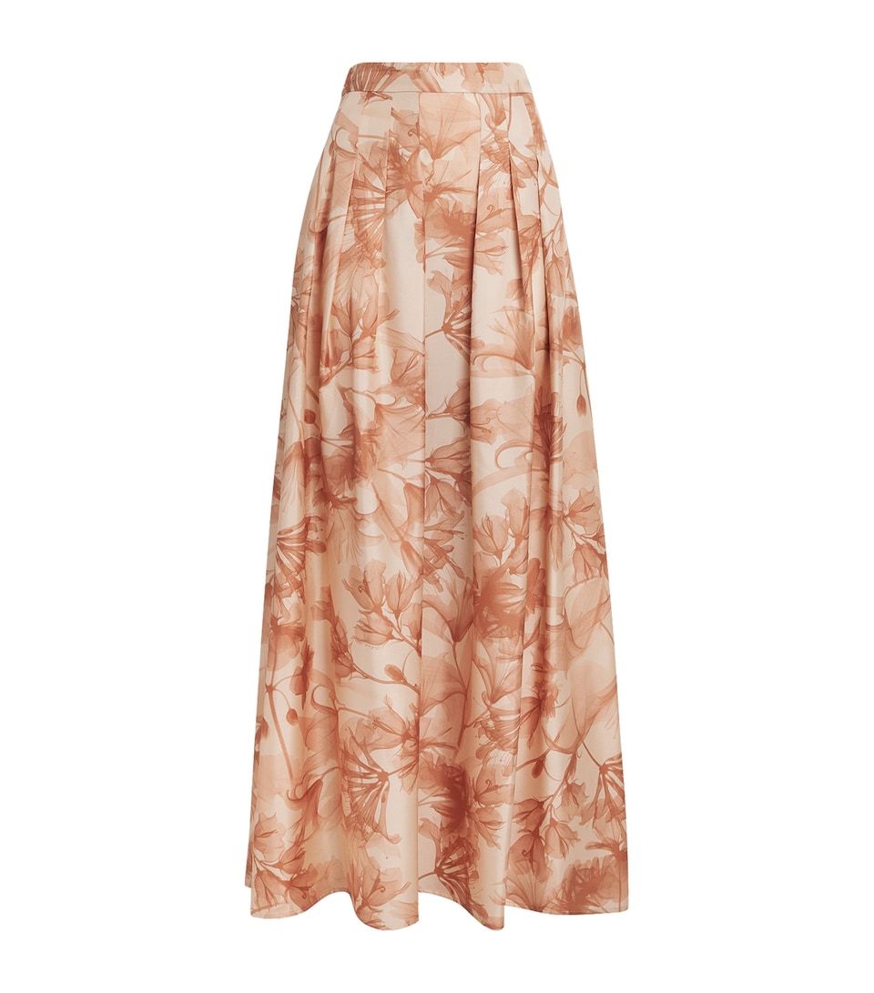 Silk Floral Print Maxi Skirt