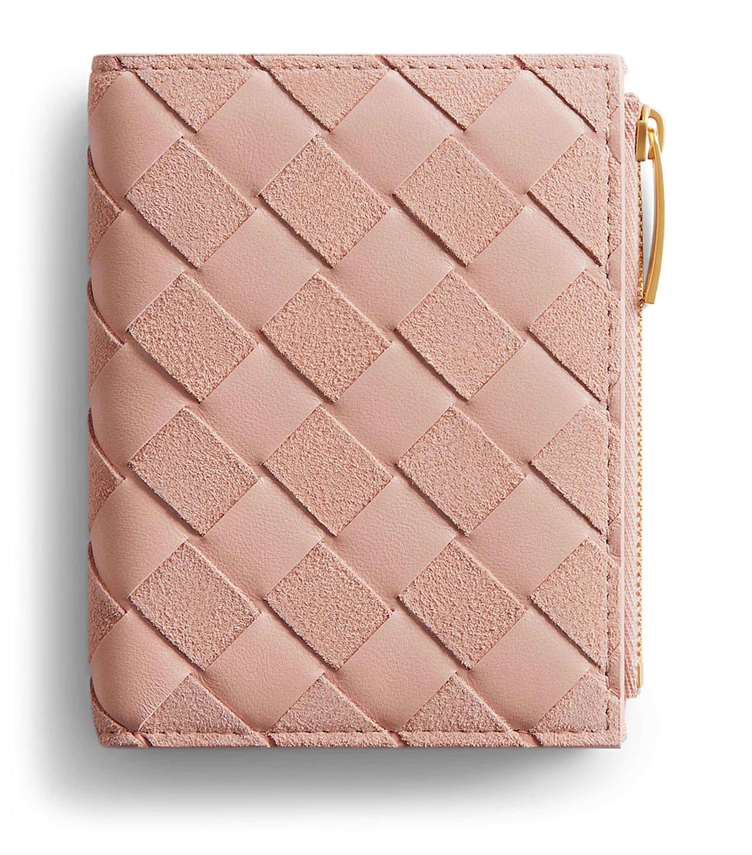 Bottega Veneta Small Leather-Suede Intrecciato Bifold Wallet