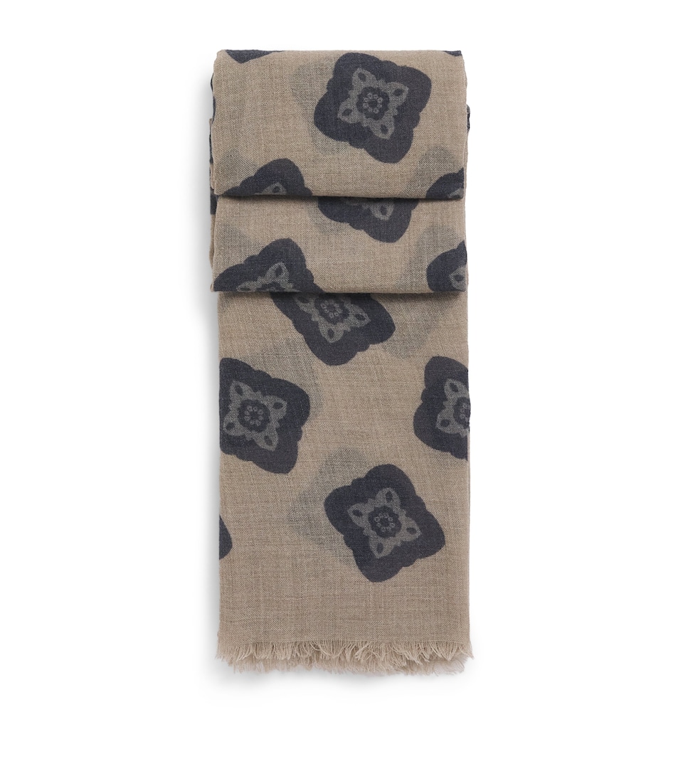 Virgin Wool-Yak Wool Printed Foulard