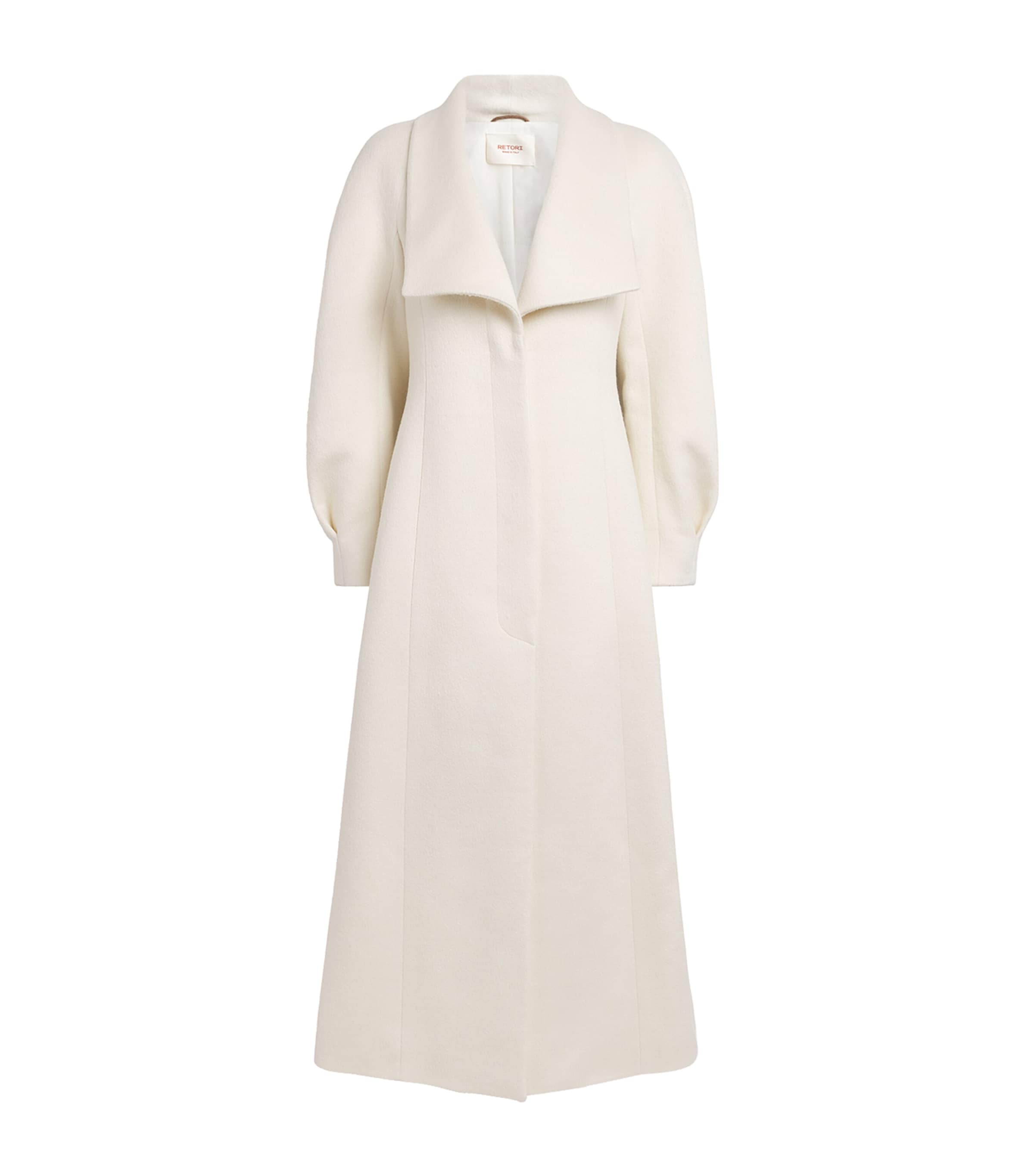 RETORI Womens Llama-Virgin Wool Hourglass Overcoat White