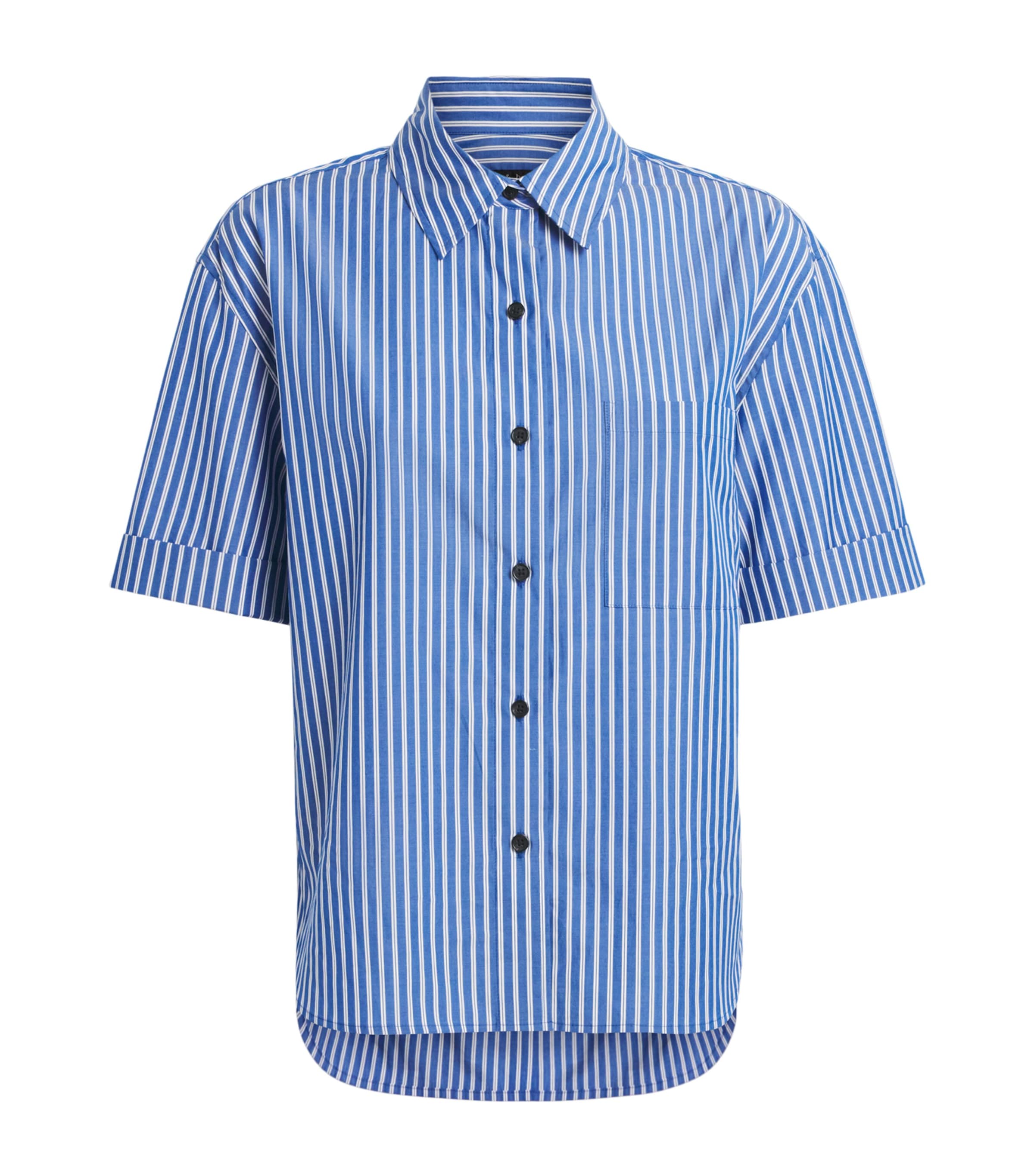 Rag & Bone Womens Cotton Poplin Stripe Connie Shirt Blustripe