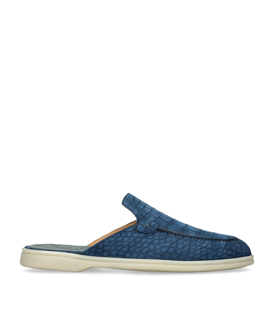 Brotini Alligator Leather Mules Navy