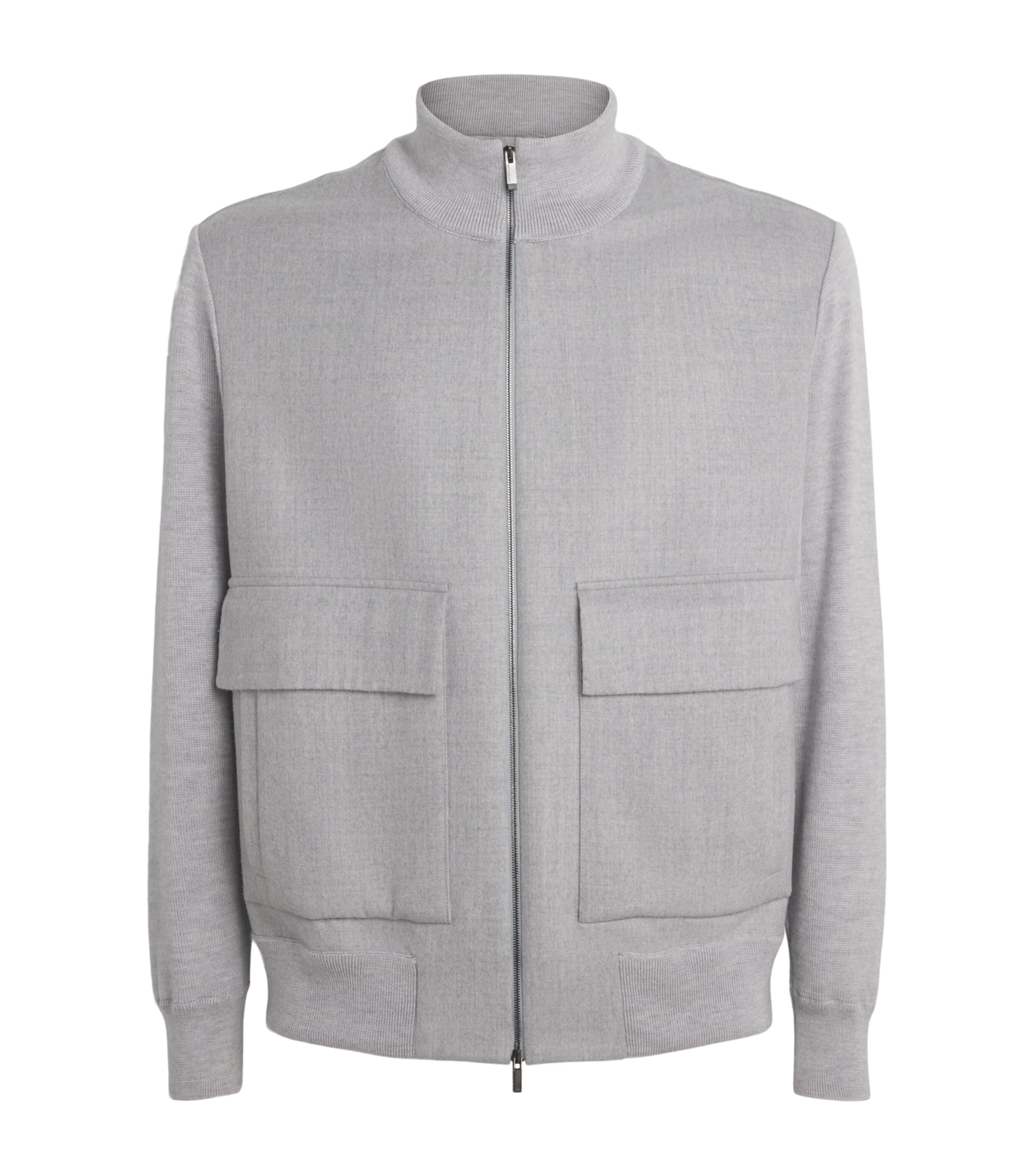 Paul & Shark Mens Wool-Silk Aliseo Bomber Jacket Light Grey