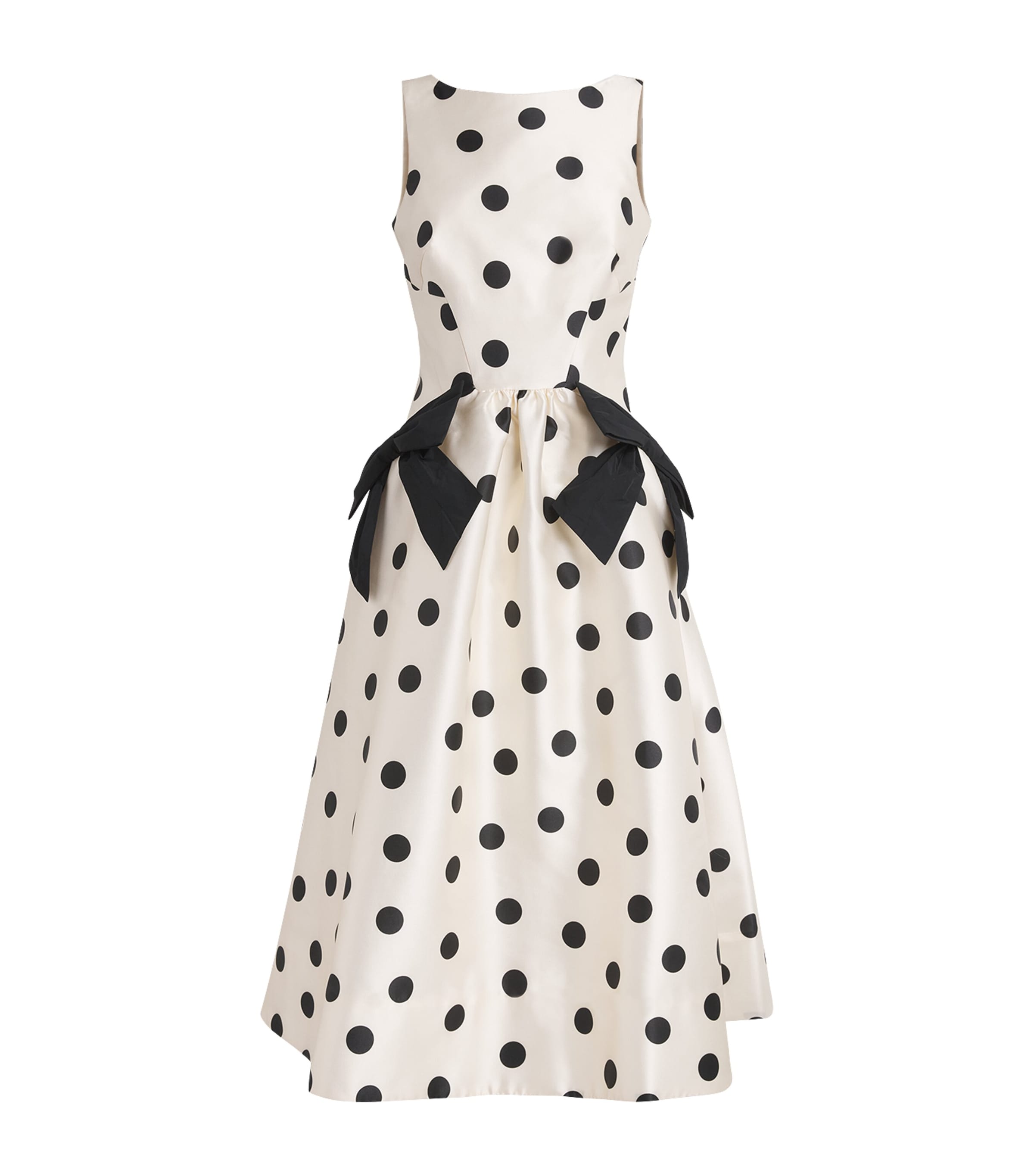 Rebecca Vallance Womens Satin Polka Dot Bacio Midi Dress Spot Cream Base