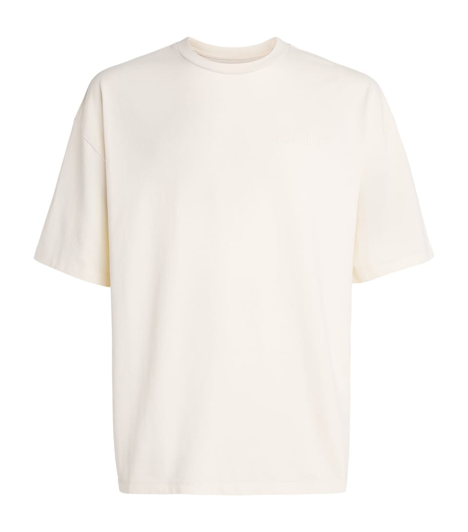 AMIRI Mens Cotton Check Patch T-Shirt Ivory