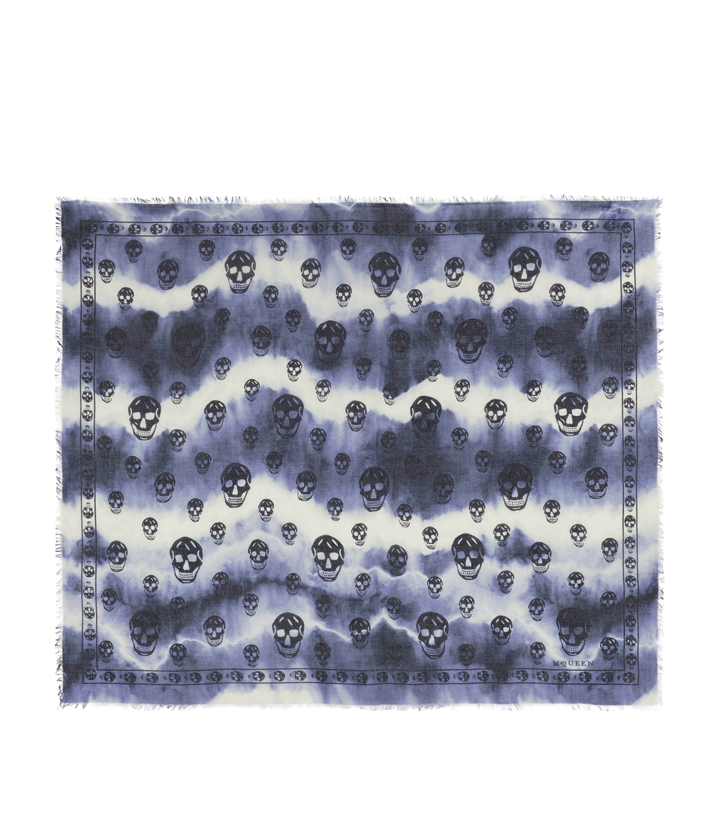 McQueen Modal-Silk Tie-Dye Skull Scarf