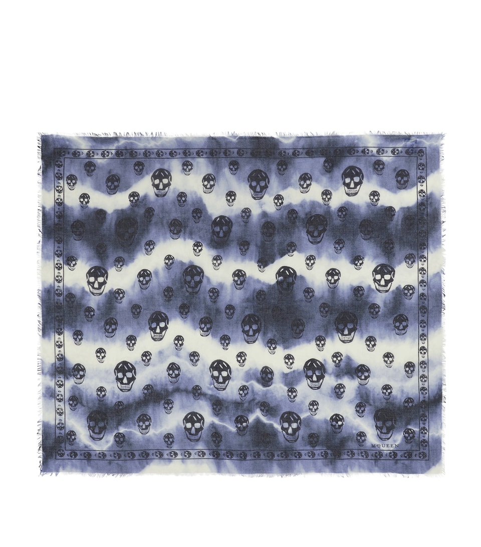 McQueen Modal-Silk Tie-Dye Skull Scarf