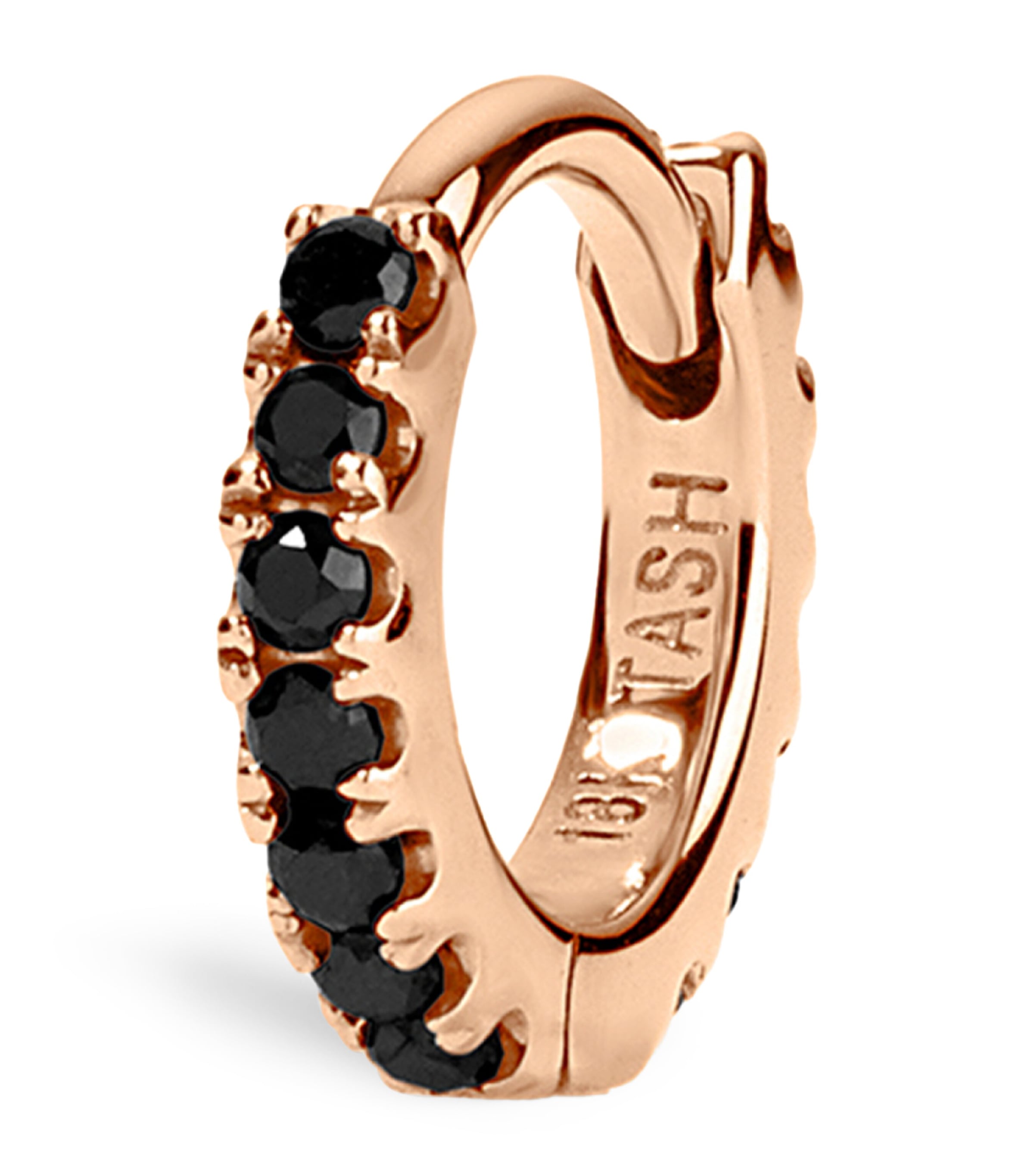 Maria Tash Rose Gold Black Diamond Eternity Single Hoop Earrings (5mm) Rose Gold