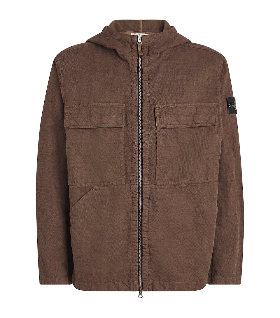 Stone Island Mens Cotton-Blend Hooded Jacket