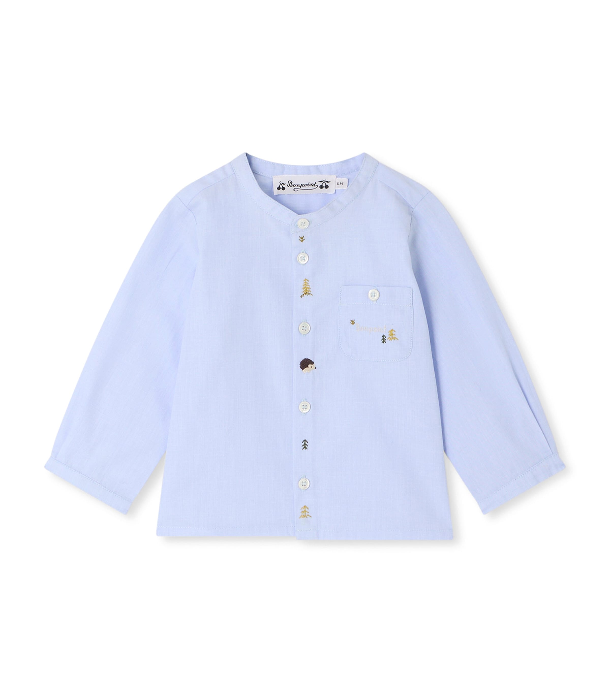 Bonpoint Cotton Motif-Embroidered Shirt (6-18 Months) Bleu