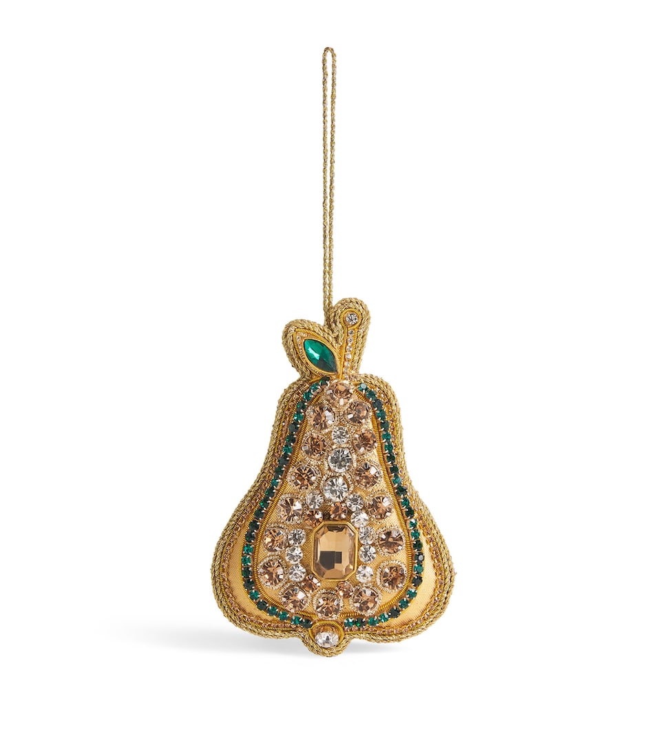 Tinker Tailor Bead and Crystal-Embellished Pear Tree Decoration Gold & Green