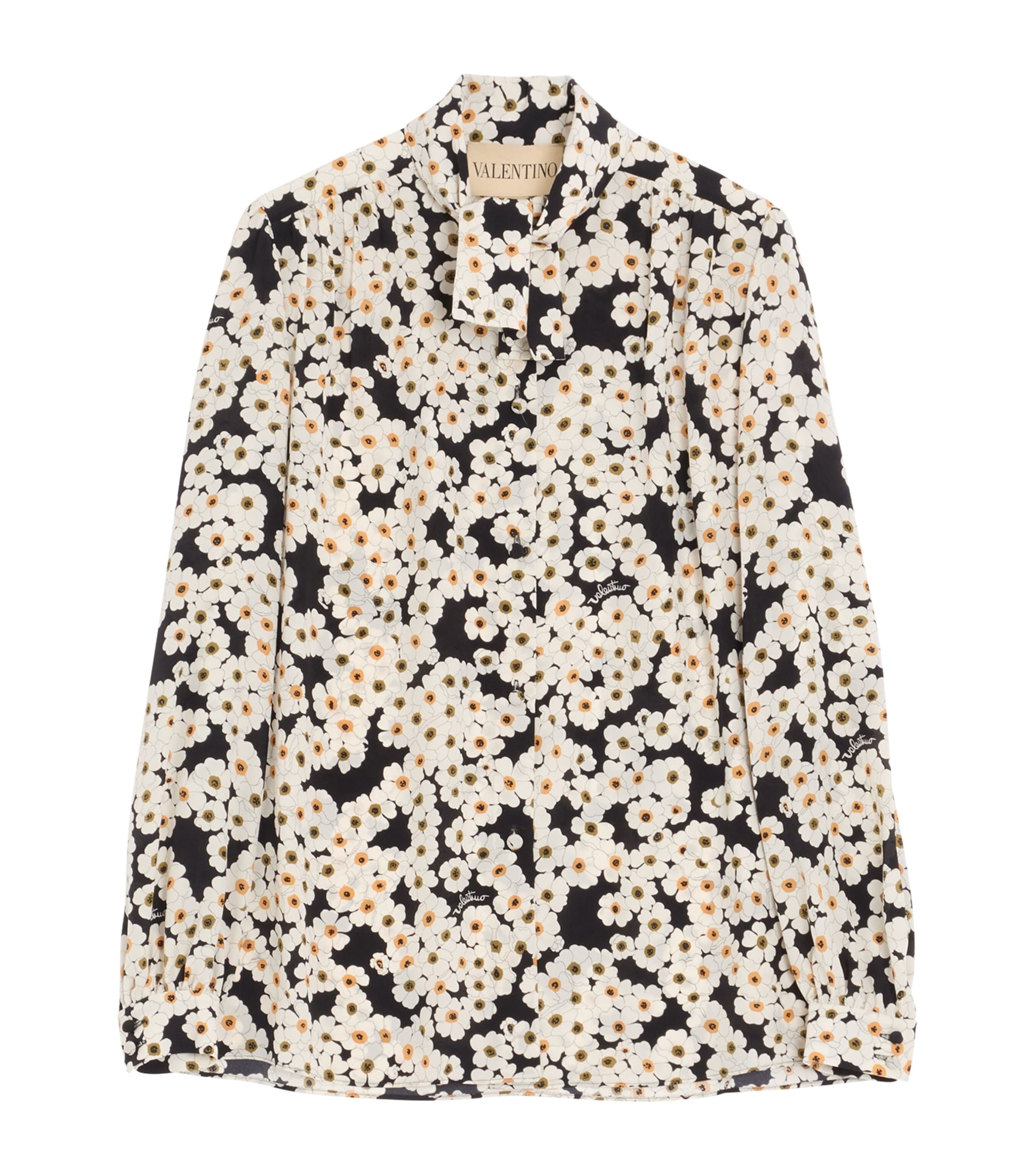 Valentino Womens Silk Tie-Neck Blouse