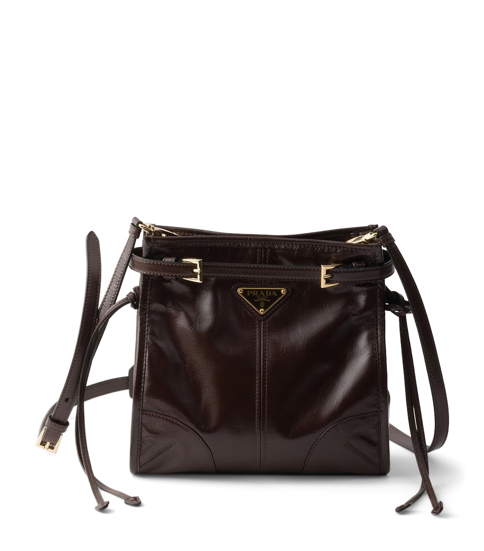 Prada Mini Leather Bonnie Shoulder Bag Brown