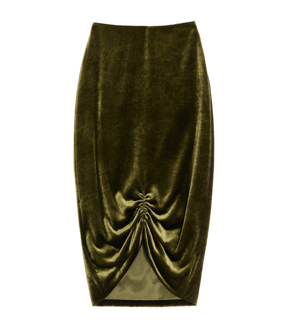 Velvet Gathered Midi Skirt