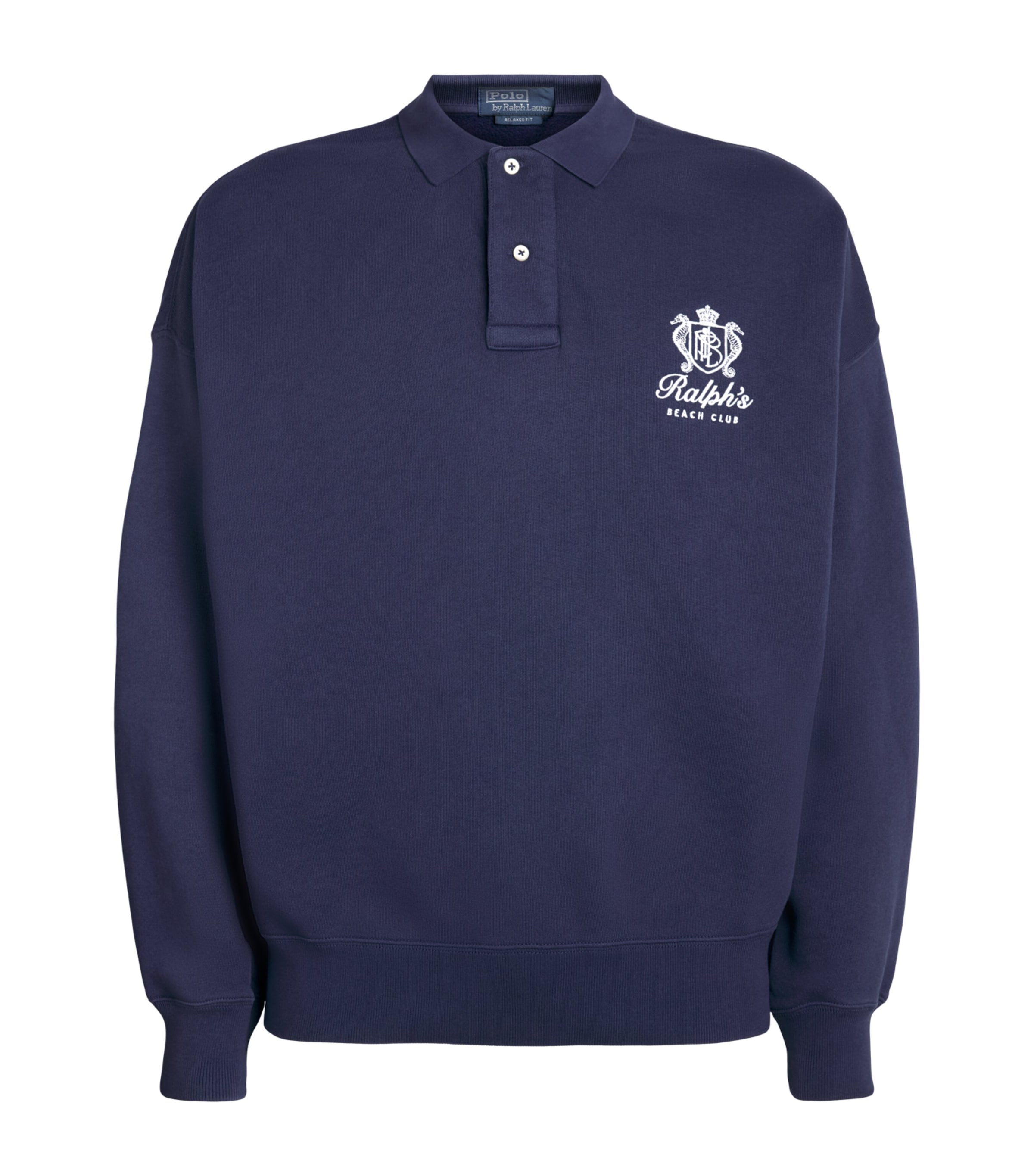 Polo Ralph Lauren Mens Cotton-Blend Beach Club Polo Sweater Dark Cobalt